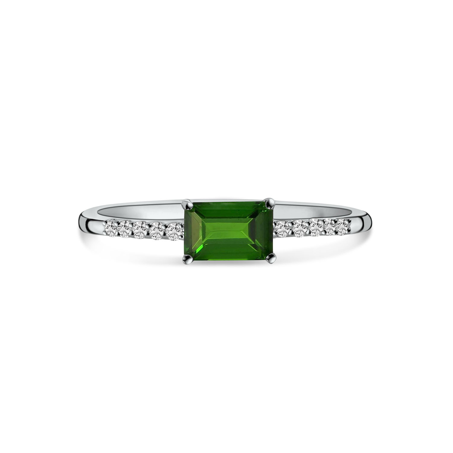 Ring met Chrome Diopside en Lab Grown Diamant - PRG11610-CHR