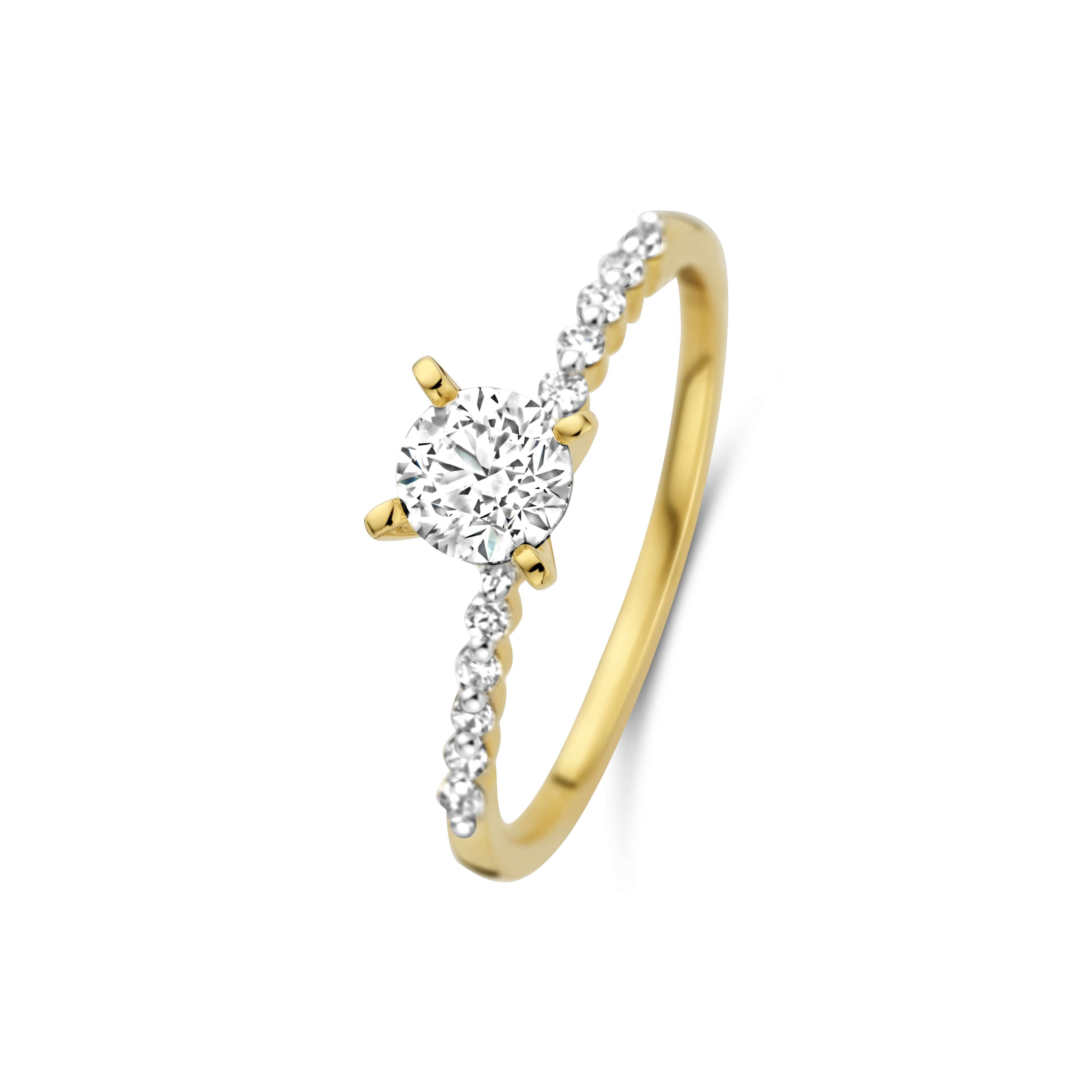 Geelgouden solitaire ring met lab grown diamant