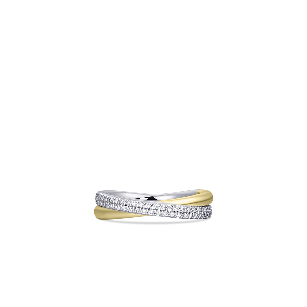 Sterling zilveren gold plated ring met zirkonia R453Y