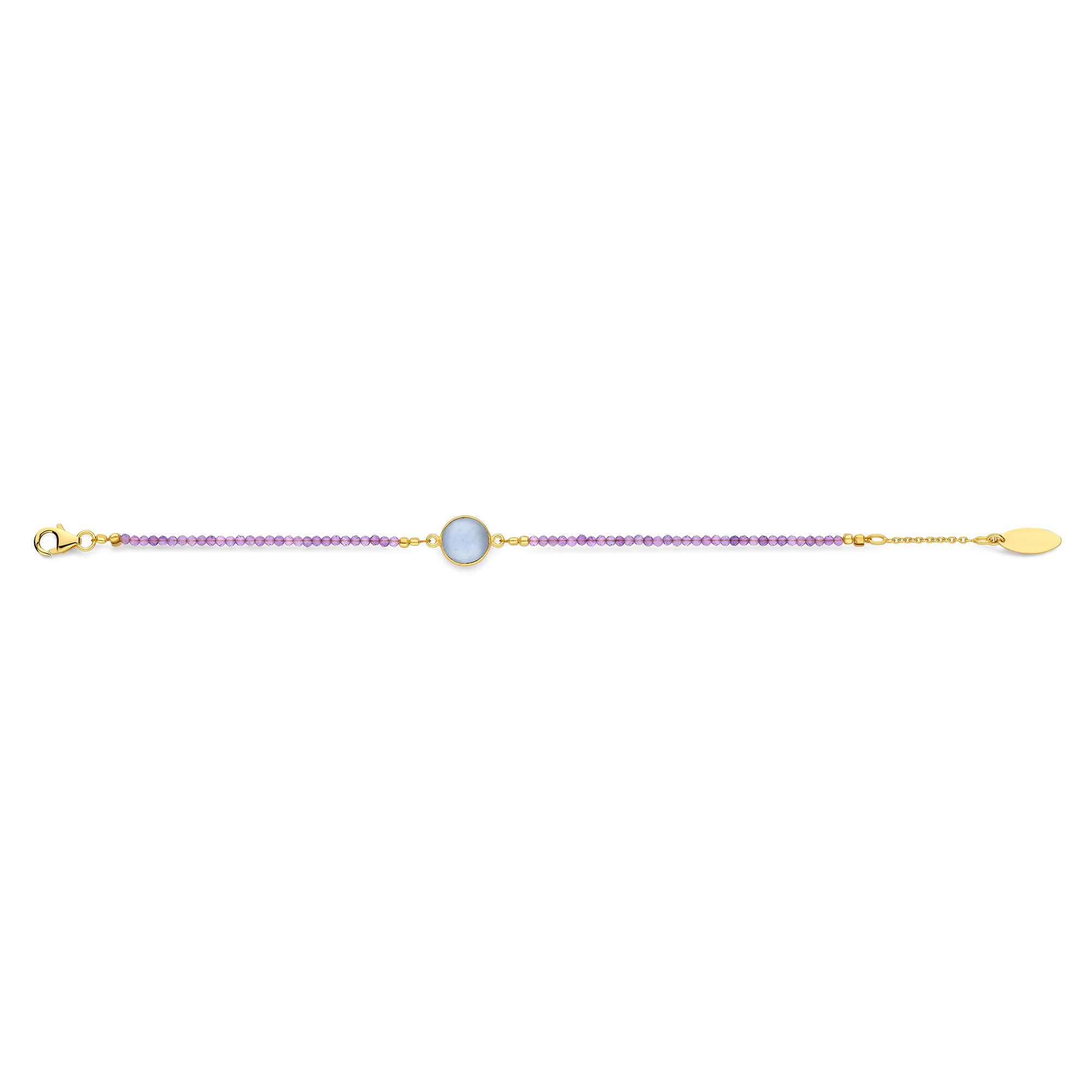 Kralenarmband Gold Plated met Amethist en Calciet - 163P0088
