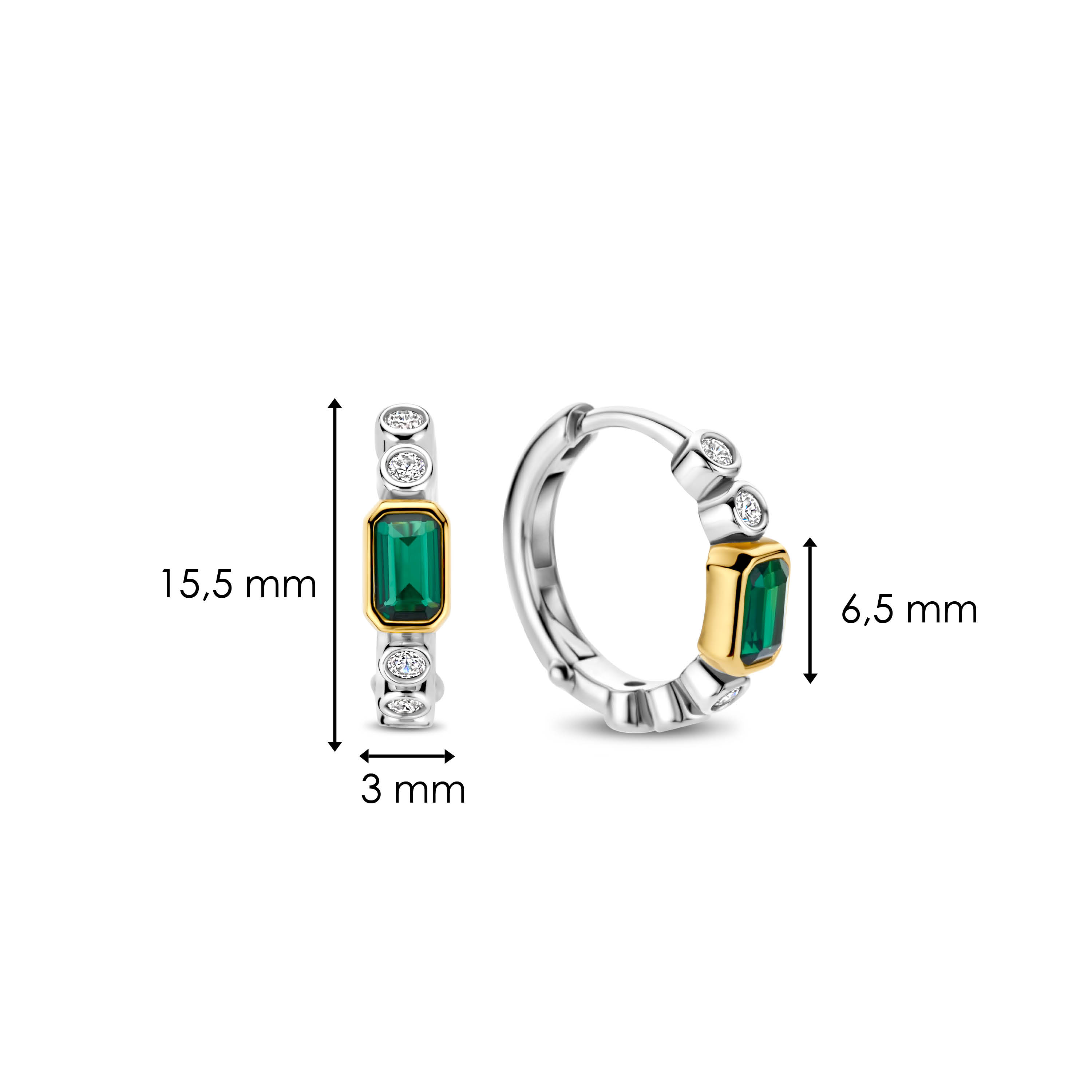 Oorringen gold plated  met zirkonia - 7975EM