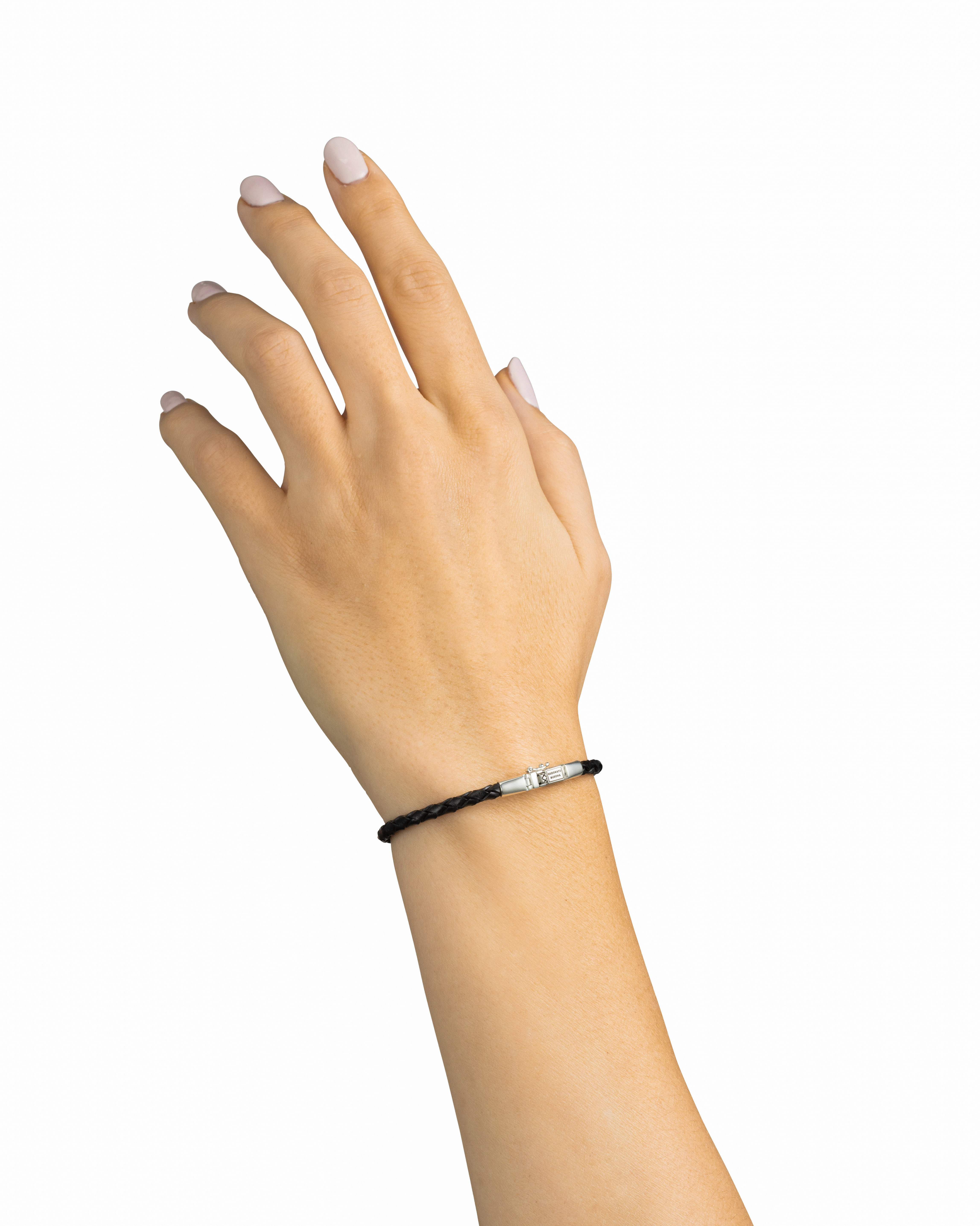 Armband George Mini Leather Black Sterling Zilver - J016BL