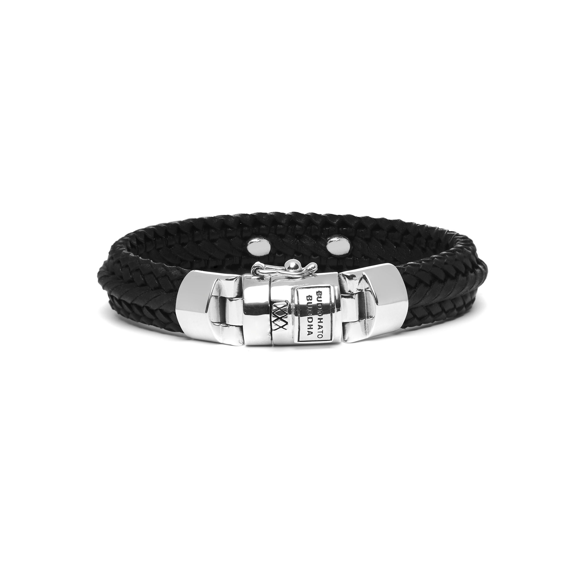 Armband Nurul Small van zwart leer/ sterling zilver 816BL