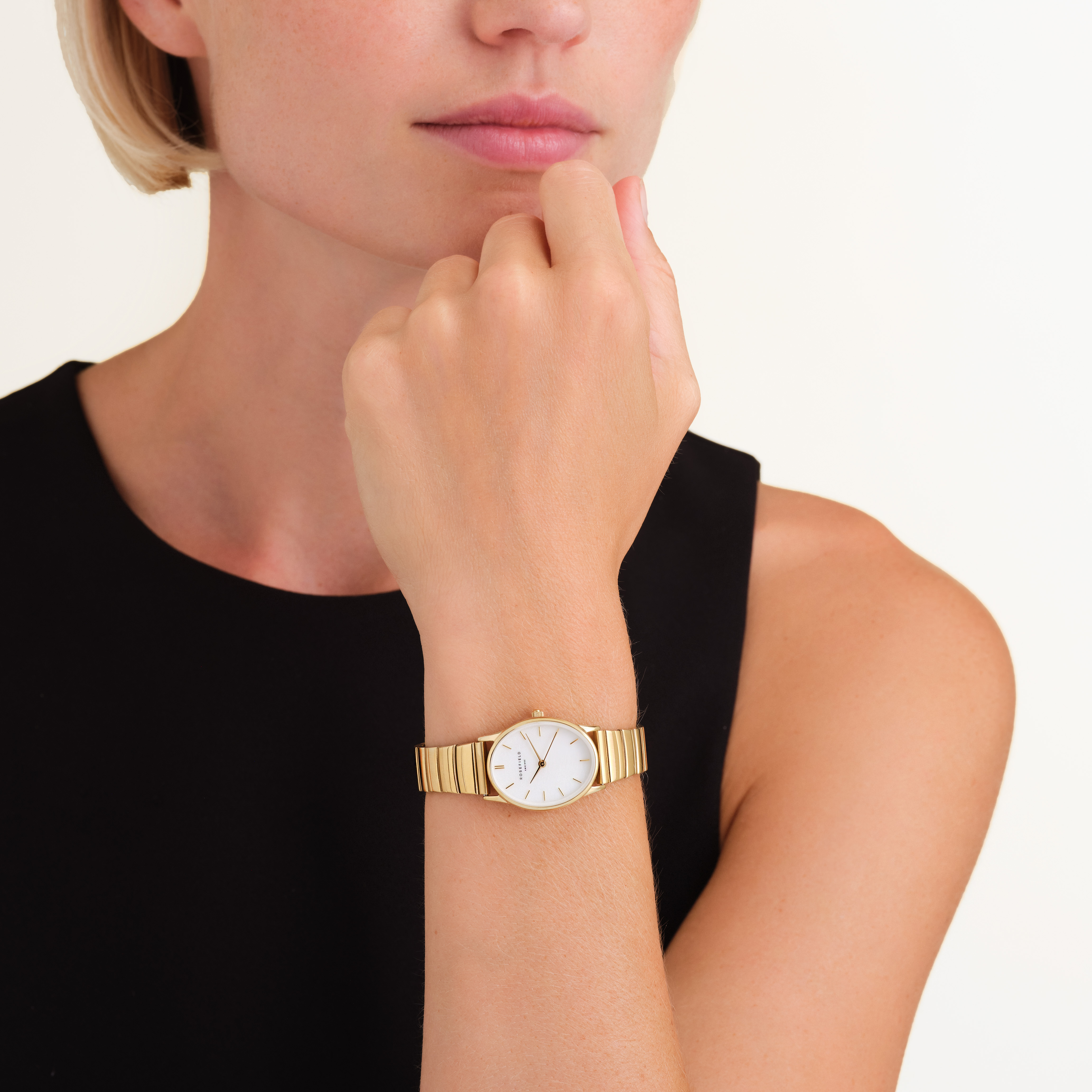 Dameshorloge Oval  Half-Moon White/Gold OVWGSG-OV16