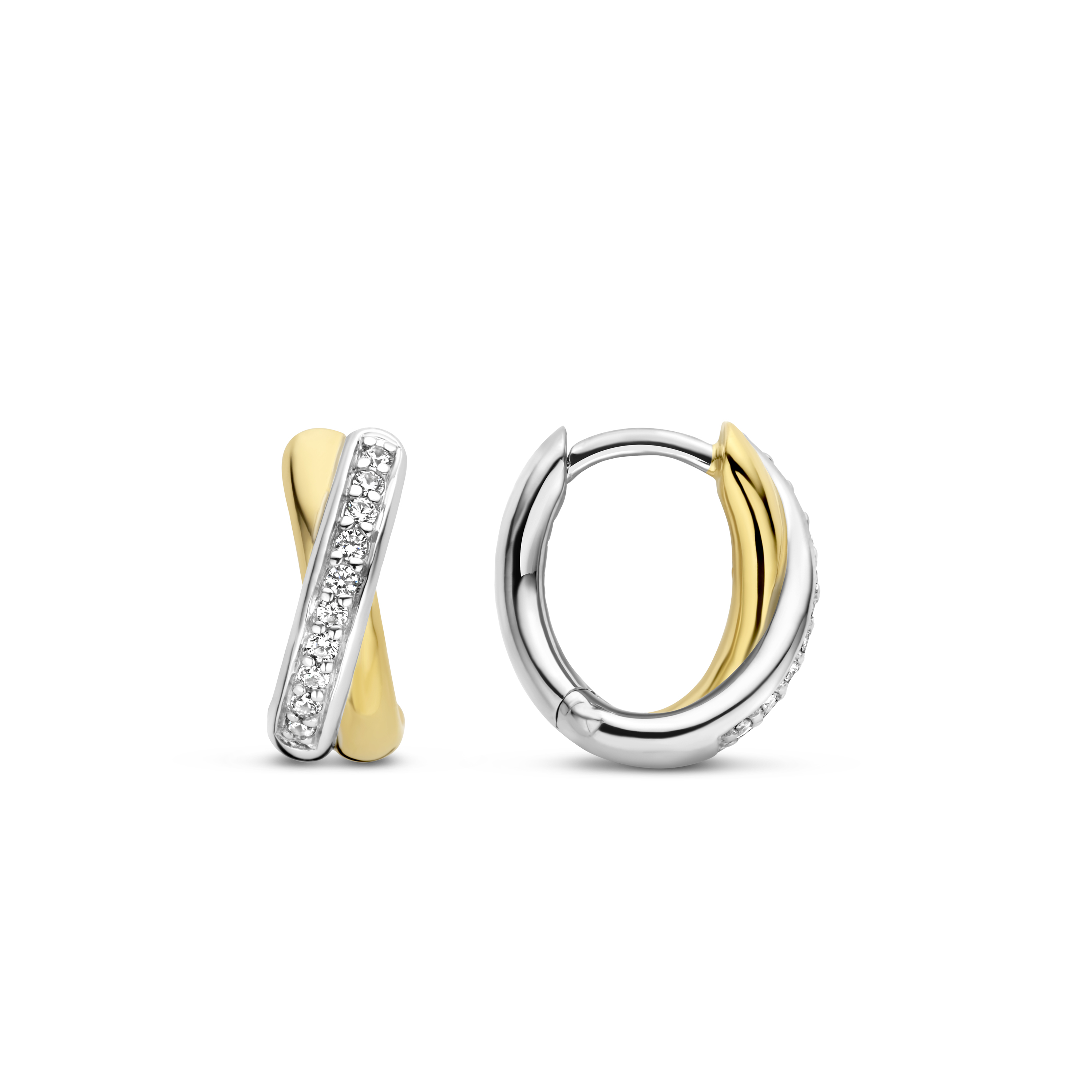 Oorringen van gold plated  met zirkonia 7667ZY