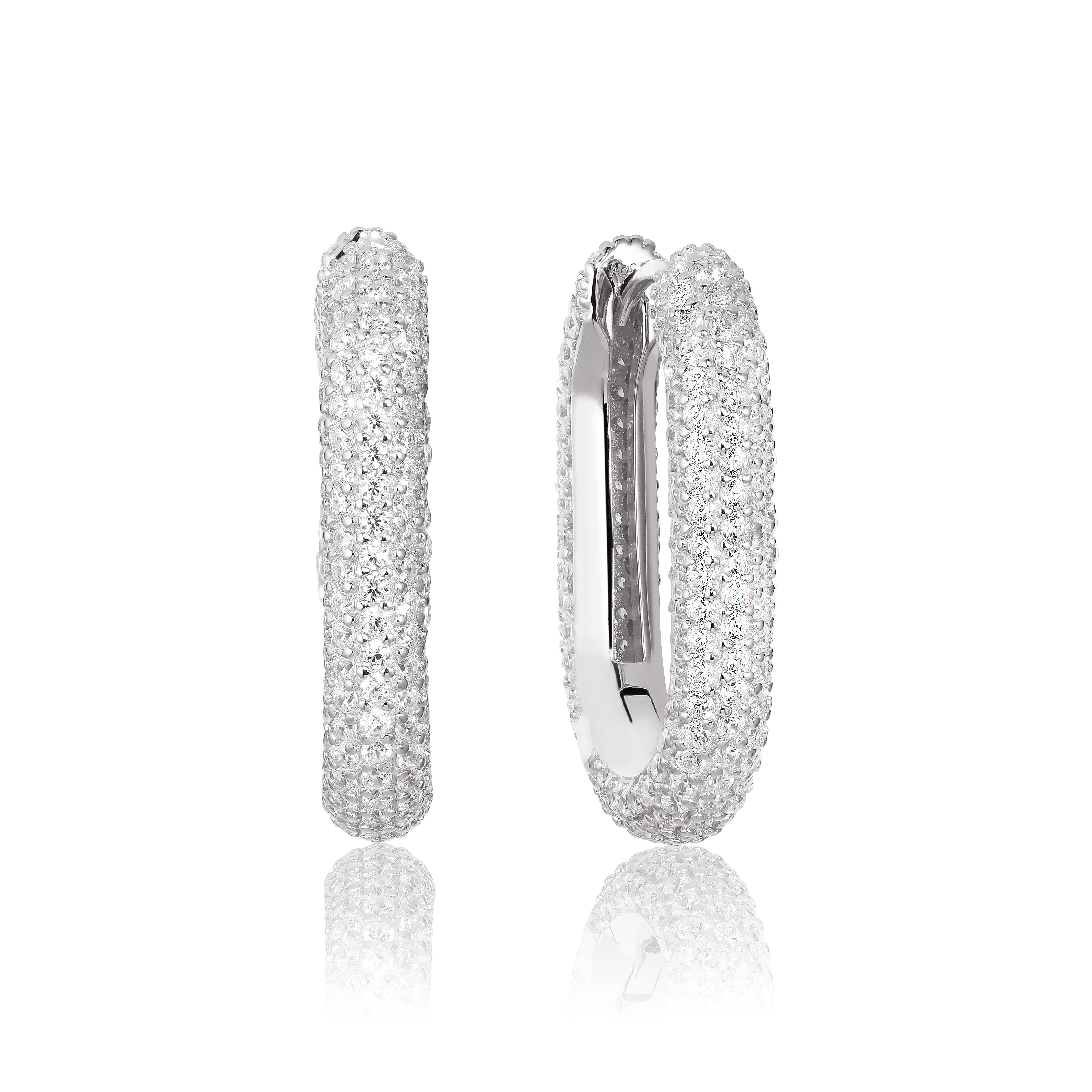 Sterling zilveren oorhangers met witte zirkonia SJ-E62011-CZ-SS