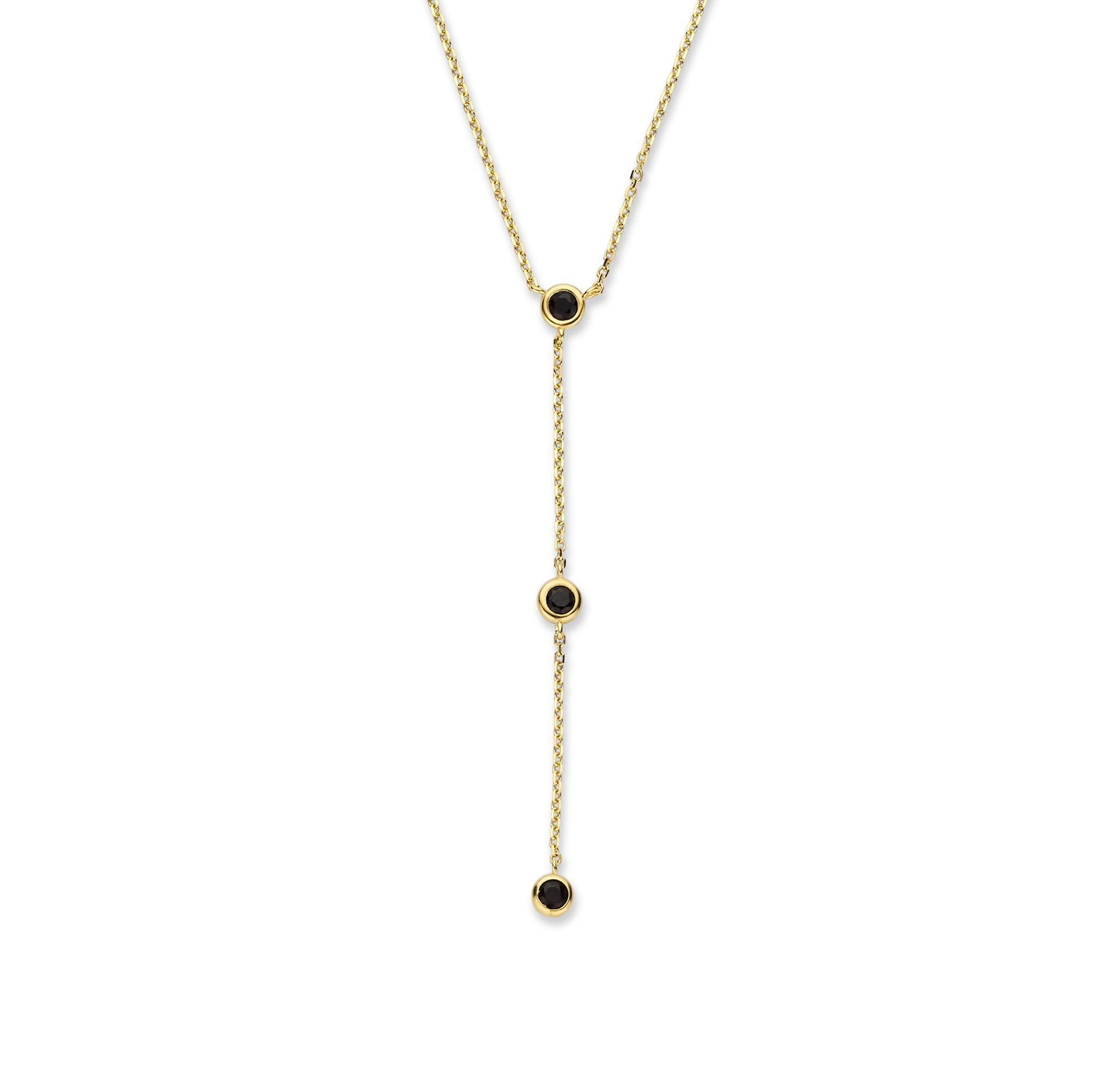 Geelgouden ketting met zwarte zirkonia N173-09.CA1391.BM4501