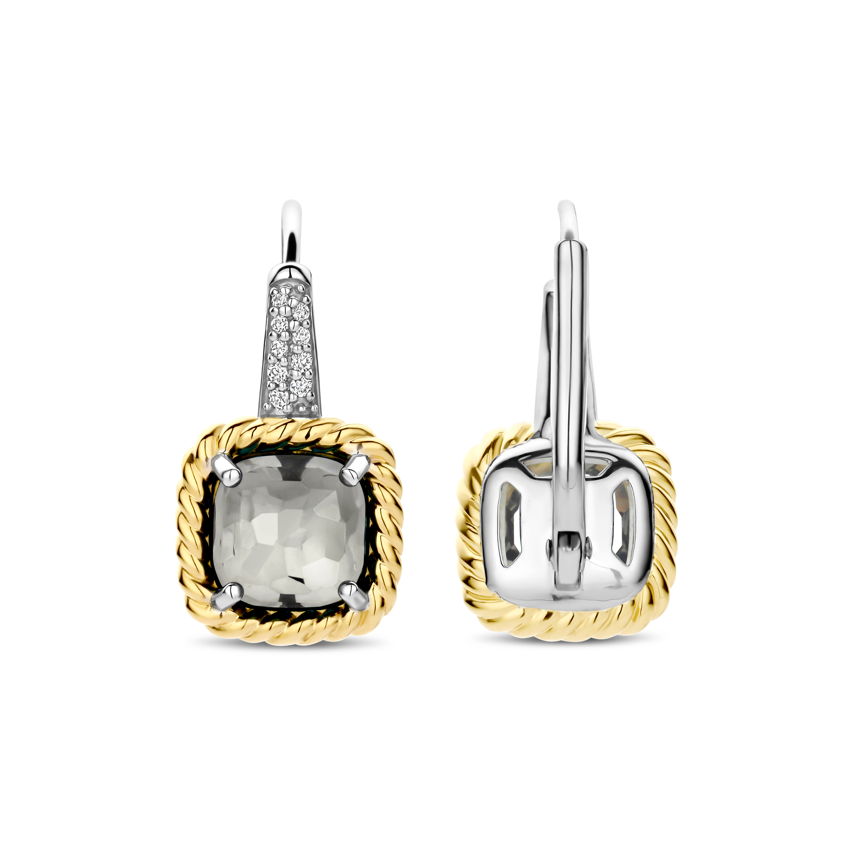 Oorhangers met grijs kristal en zirkonia - 78042GG