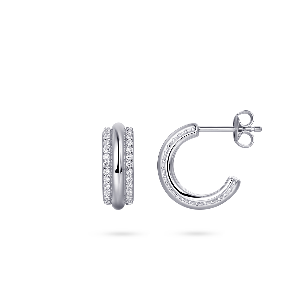 Sterling zilveren oorringen met zirkonia E1067
