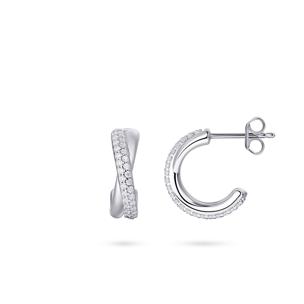 Sterling zilveren oorringen met zirkonia E1060