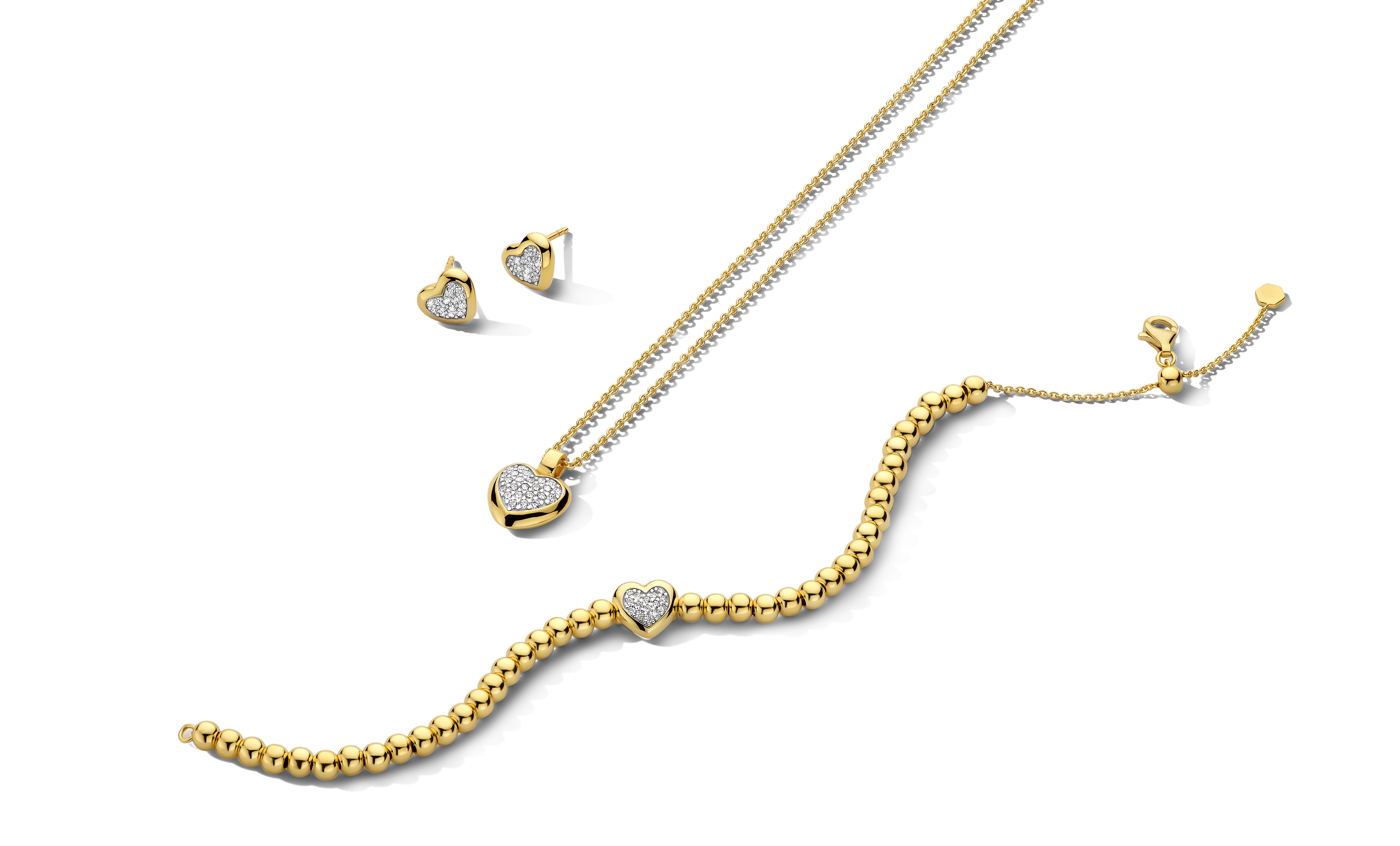 Ketting Hart gold plated  met zirkonia - S1006Y