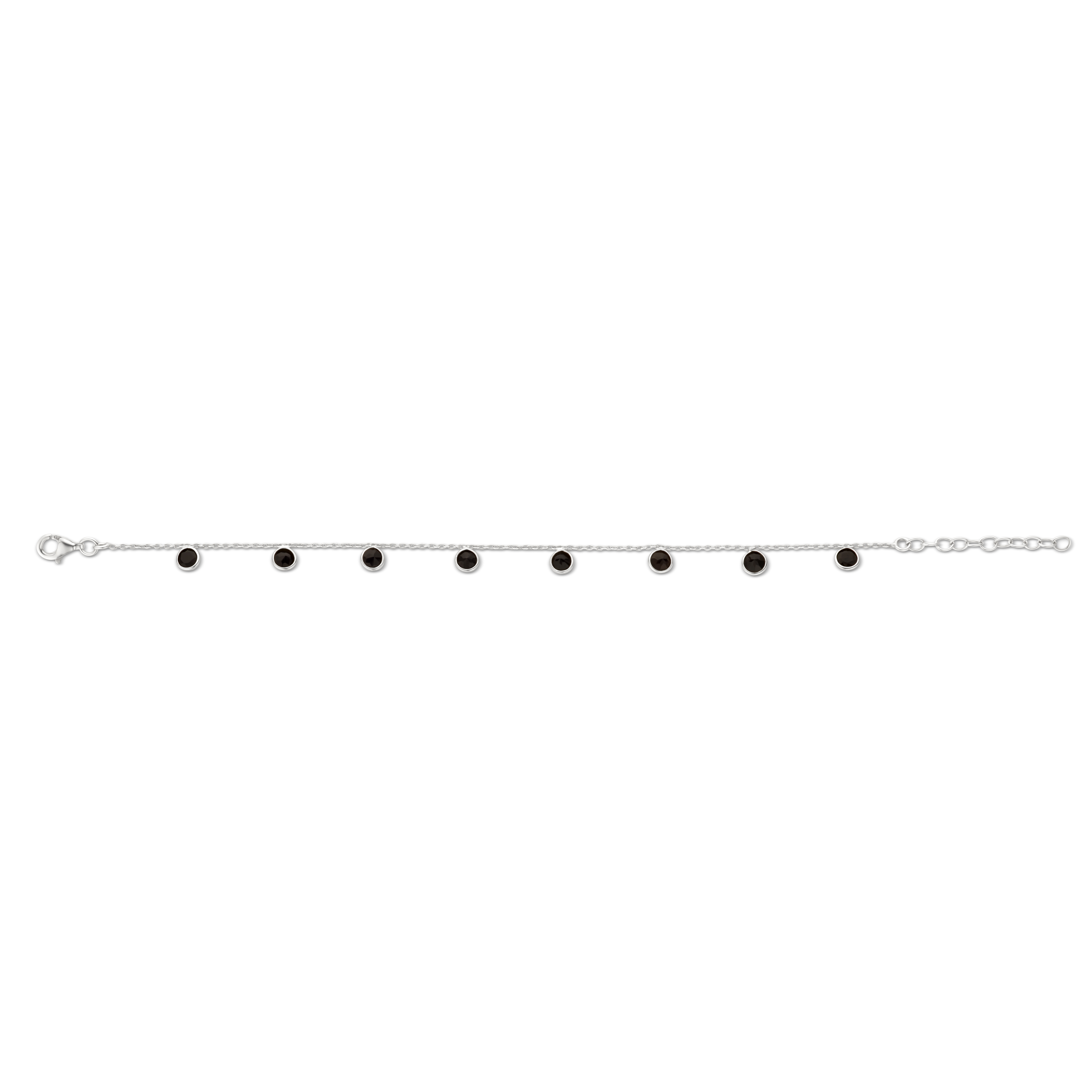 Sterling zilveren armband met bedels met zwarte zirkonia's