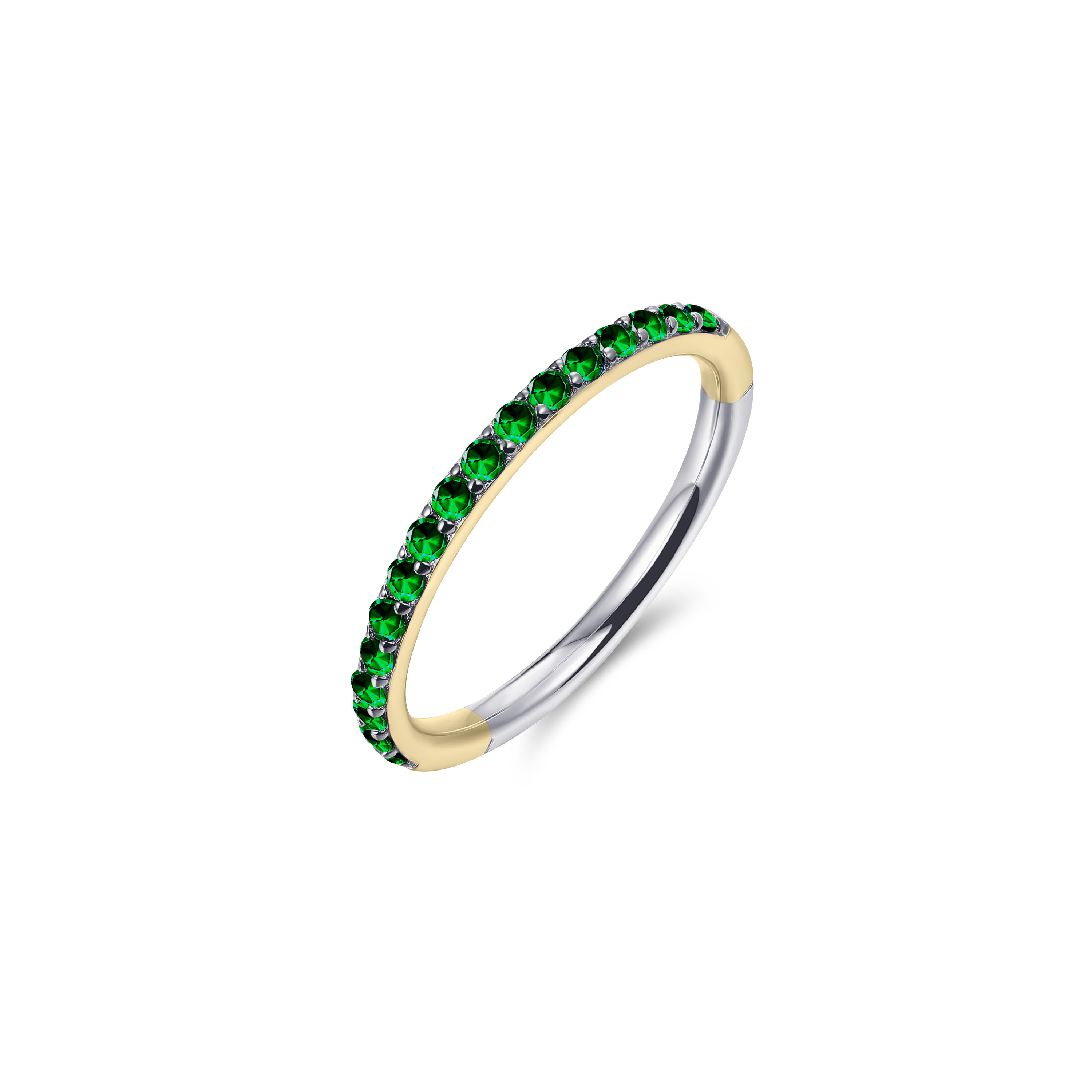 Sterling zilveren gold plated ring met groene stenen R066YG