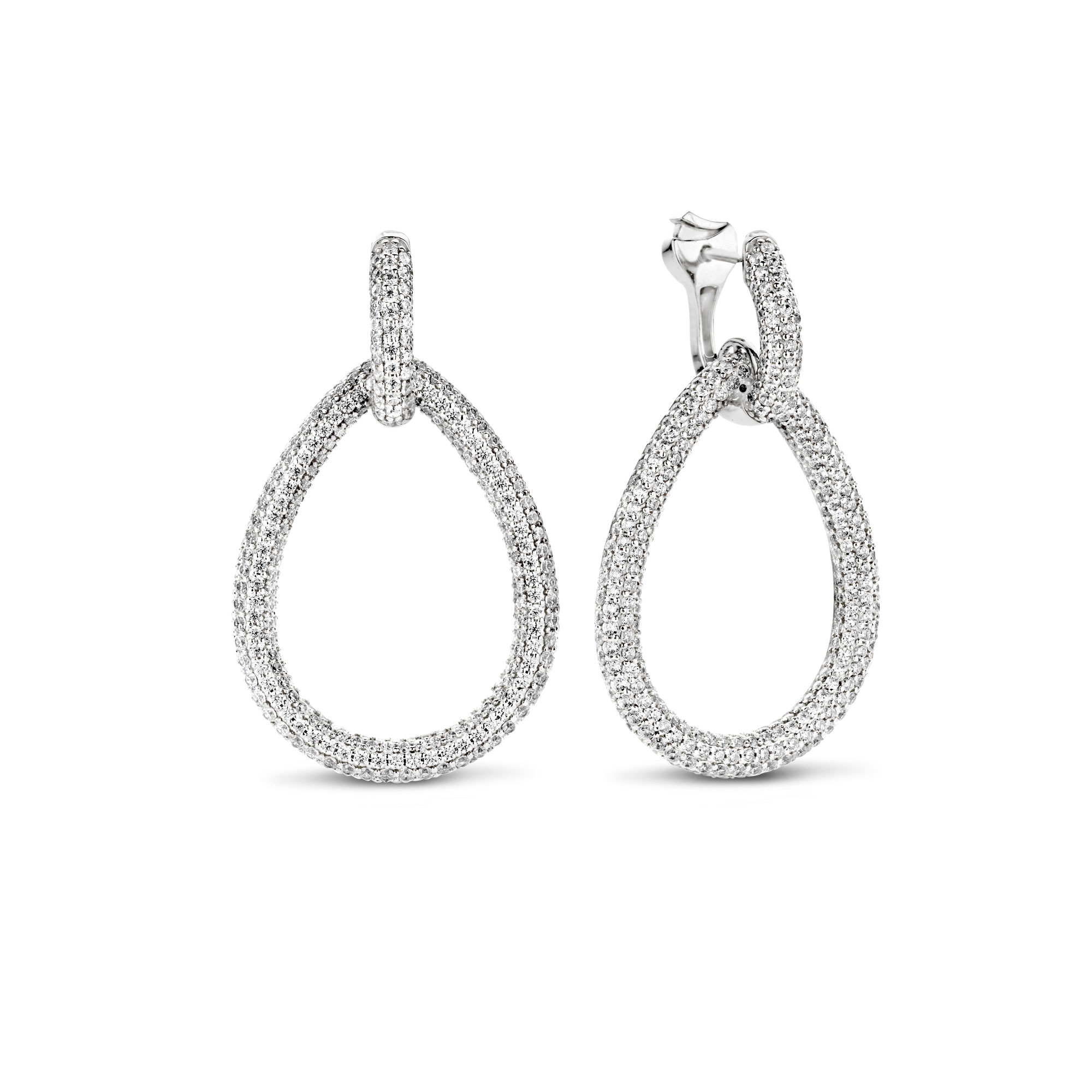 Sterling zilveren oorringen met zirkonia F342-3DE