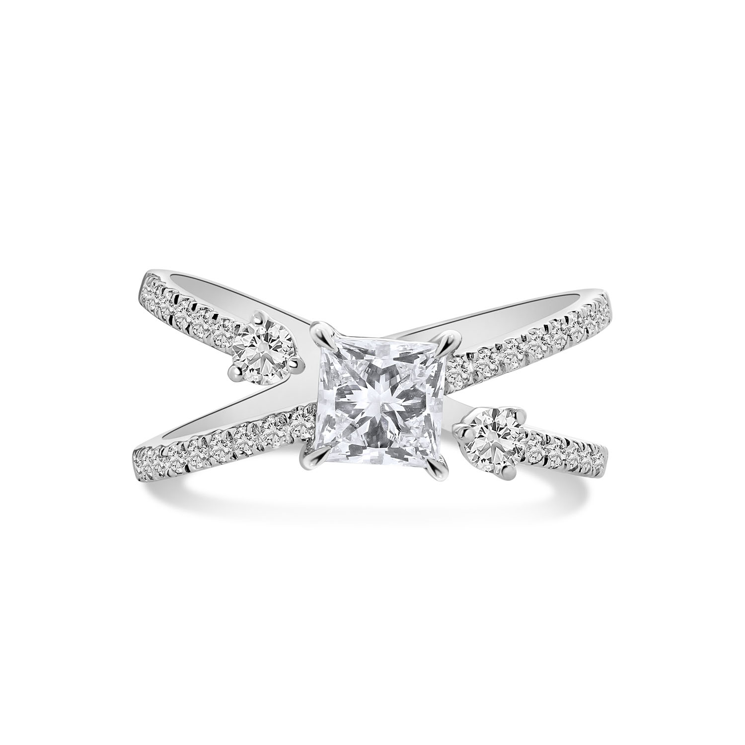 Witgouden ring met prinsesgeslepen diamant R480-MLN-0568-FLG-W