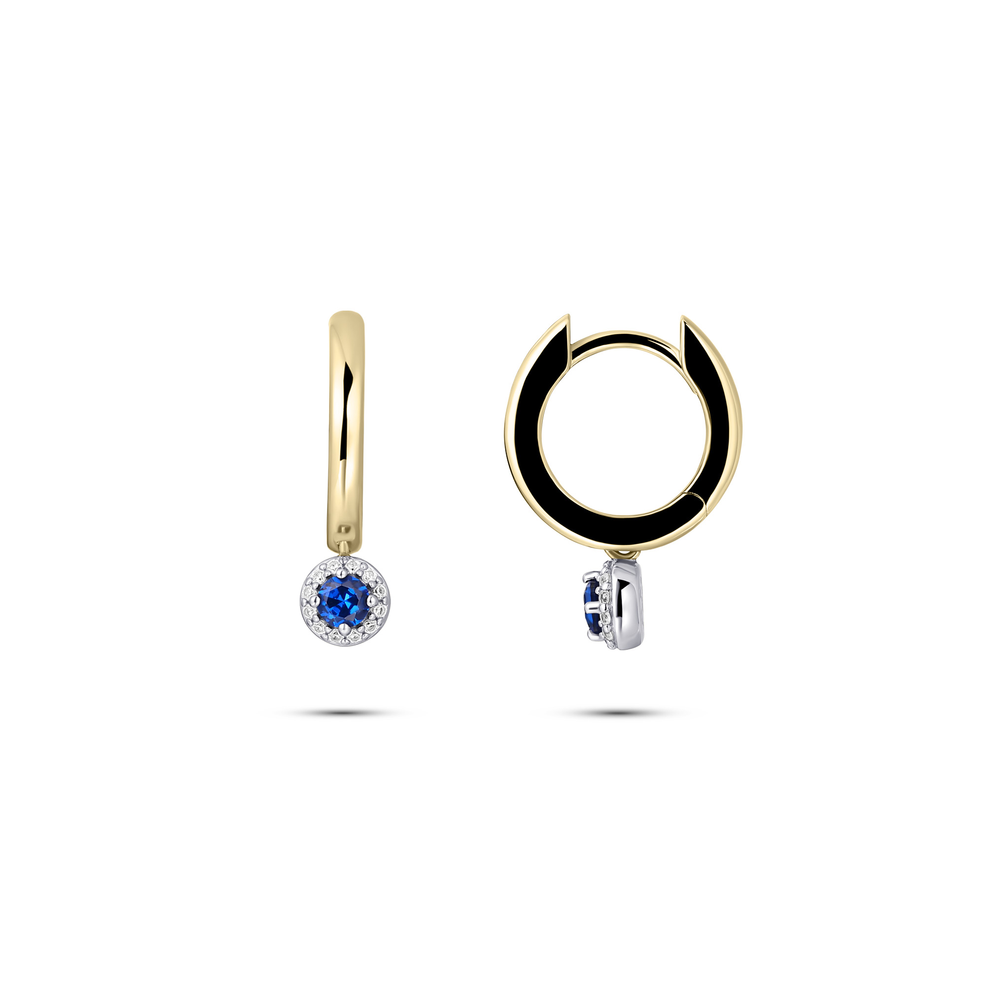 Oorringen gold plated met blauwe zirkonia - KC1053YB