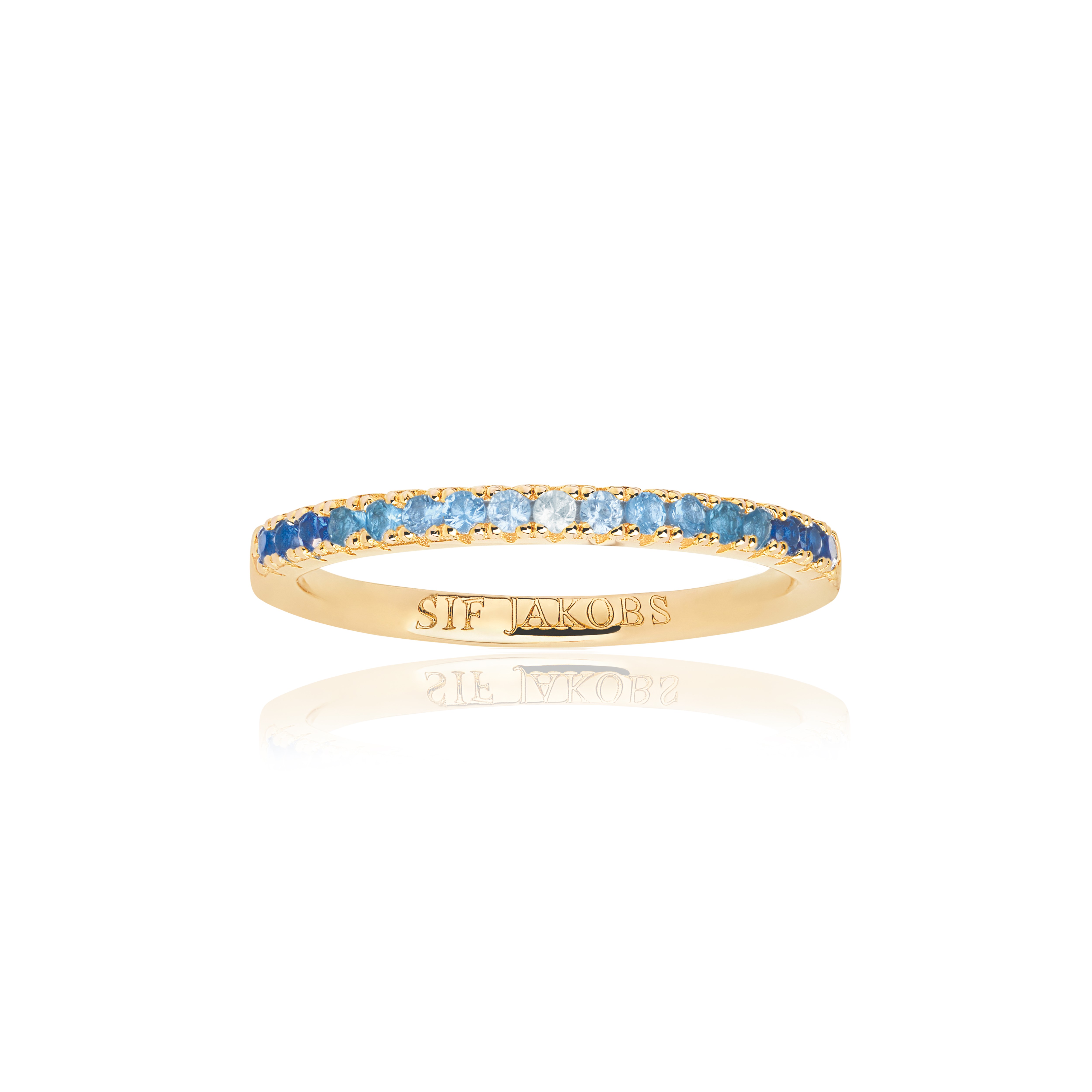 Ring van gold plated sterling zilver met blauwe zirkonia SJ-R2869-GBL-YG