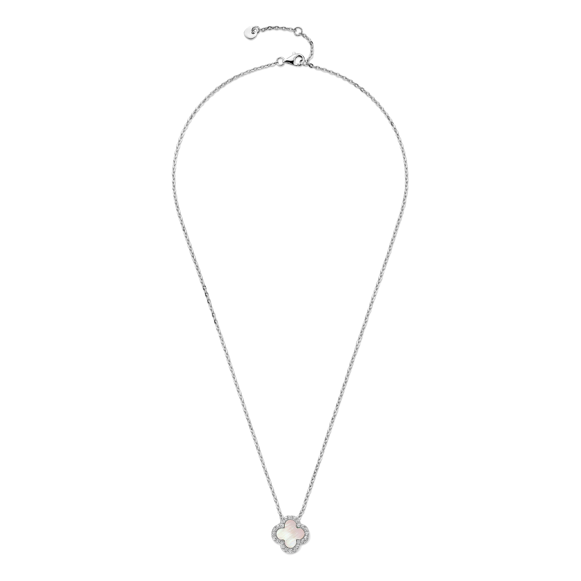 Ketting Klaver met Parelmoer en Topaas 13.5 mm - SCN7674MOPT
