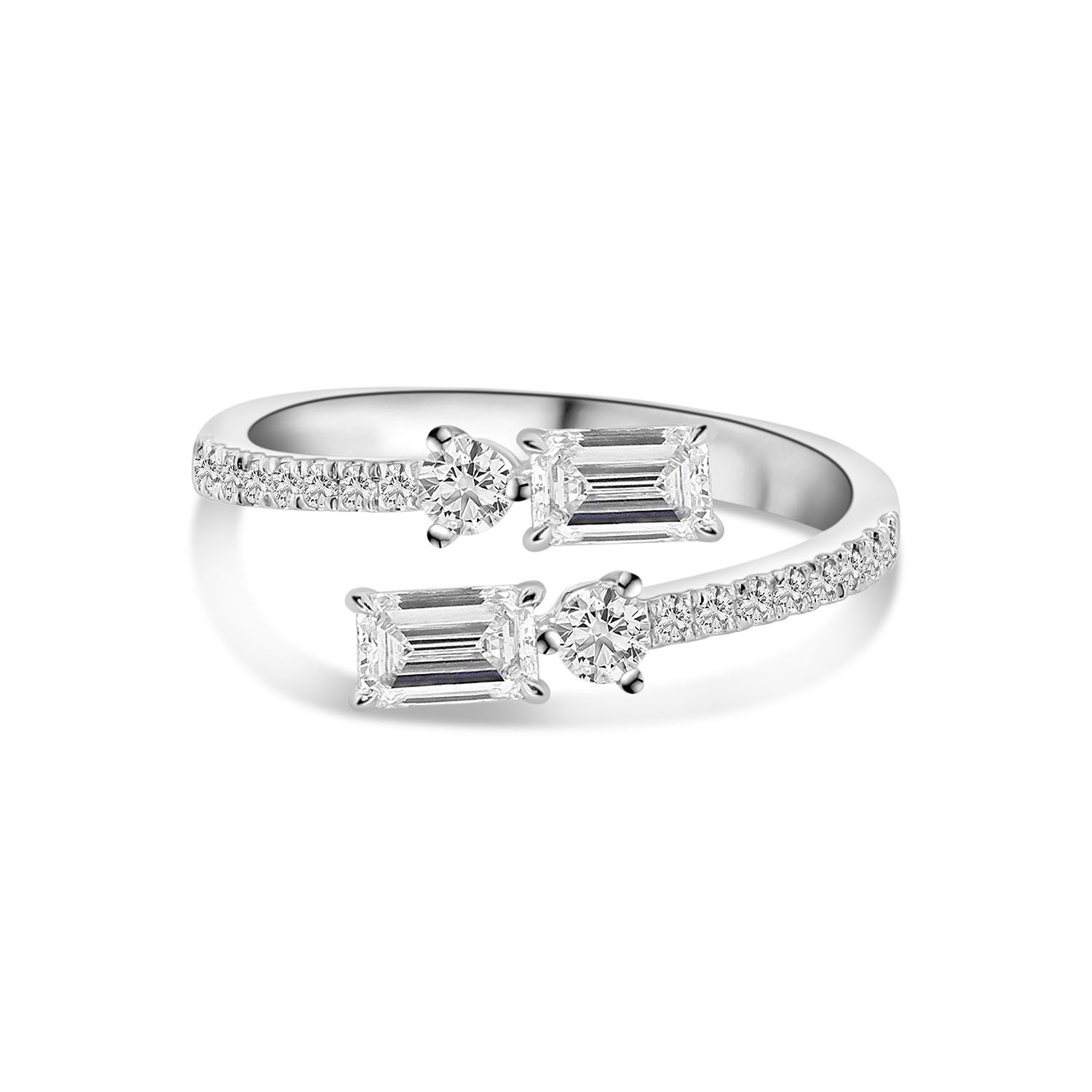 Witgouden ring met emerald cut en briljante lab-grown diamanten R480-MLN-0562-FLG-W