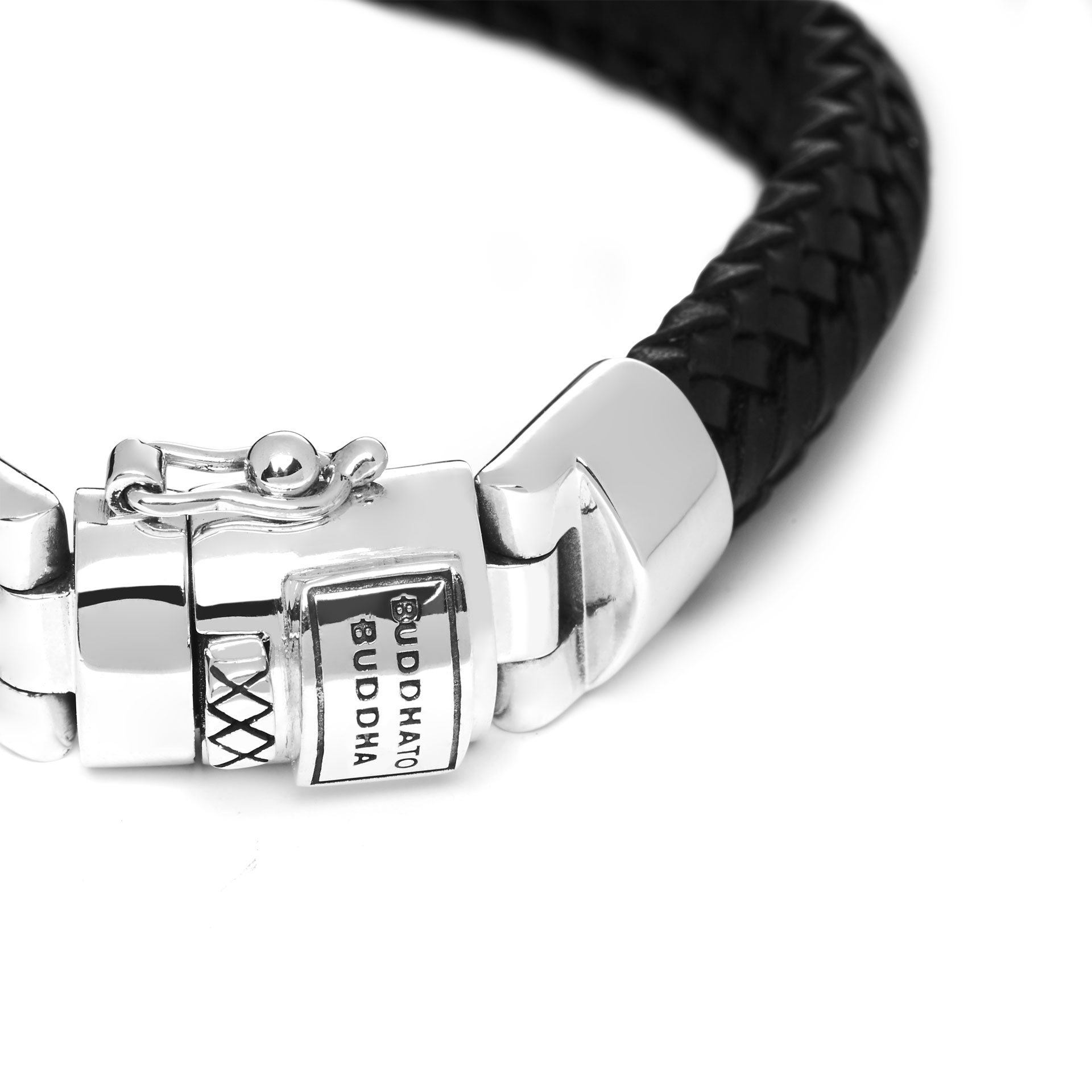 Armband Nurul Small van zwart leer/ sterling zilver 816BL