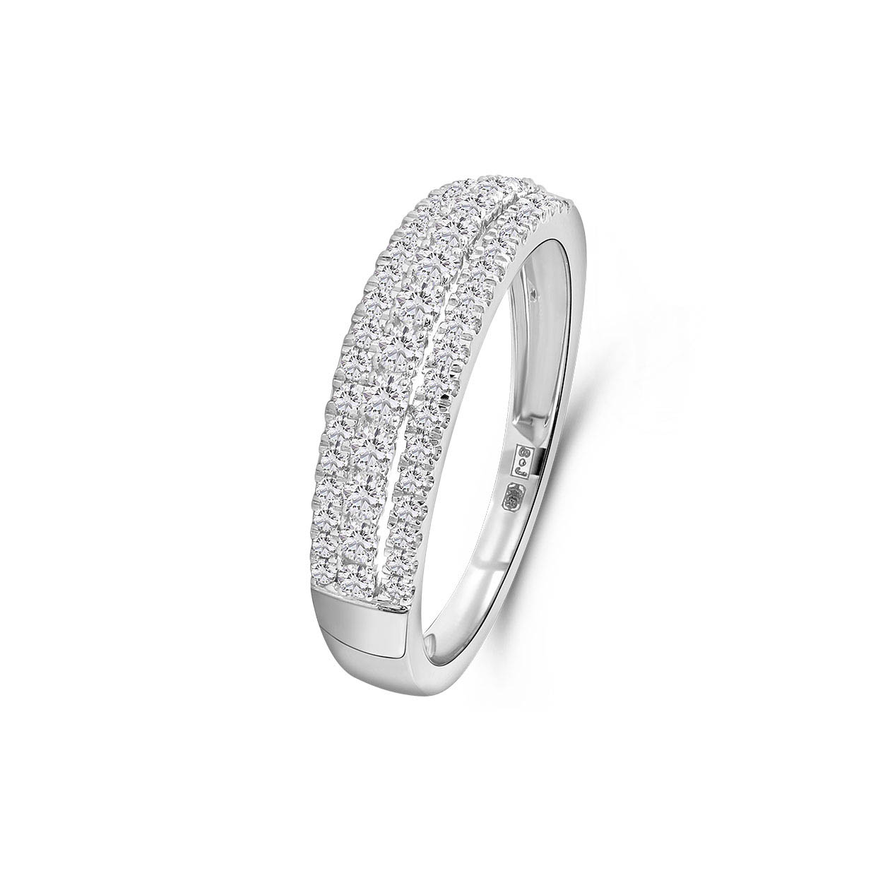 Witgouden pavé ring met lab grown diamanten R138-RG73446-CV-W