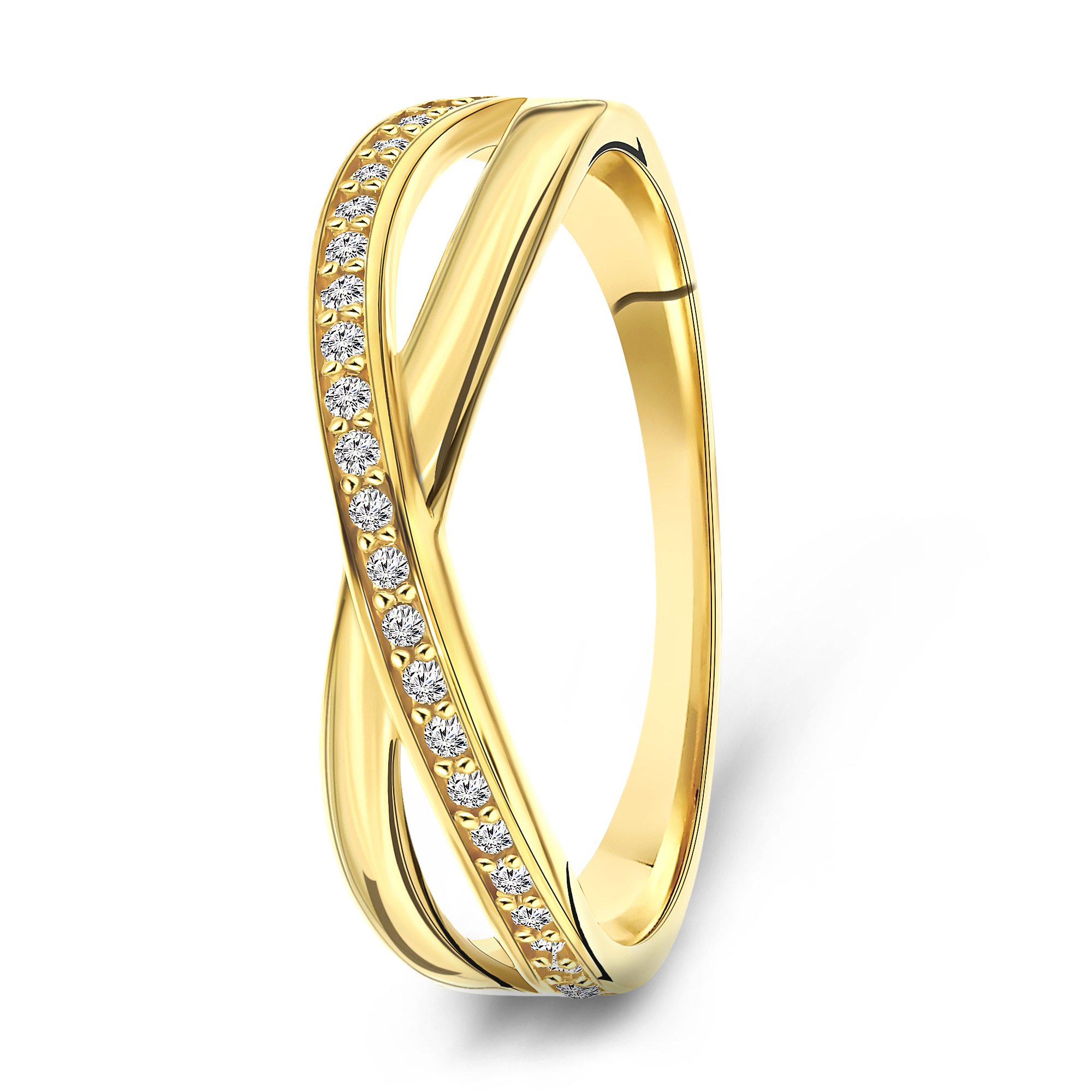 Gouden ring met zirkonia.
