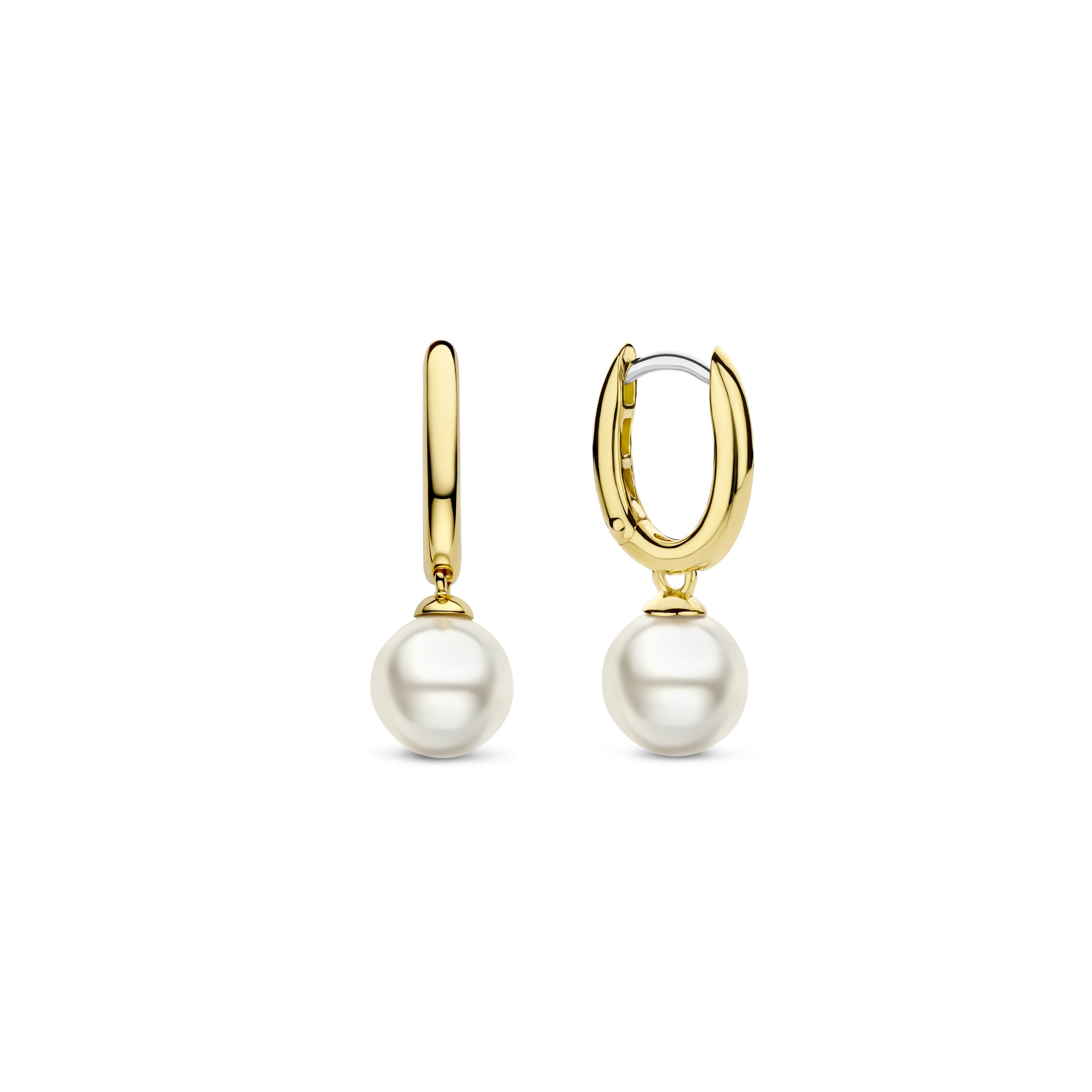 Oorhangers van gold plated  met parel 7939YP