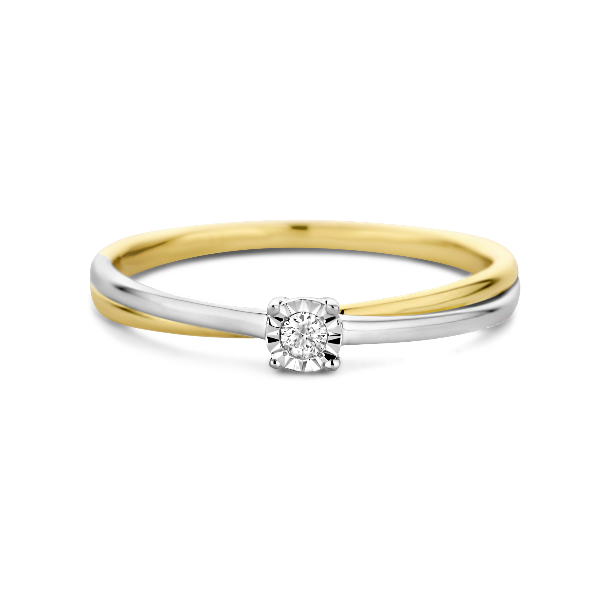 Wit-geelgouden ring met diamant 42557686