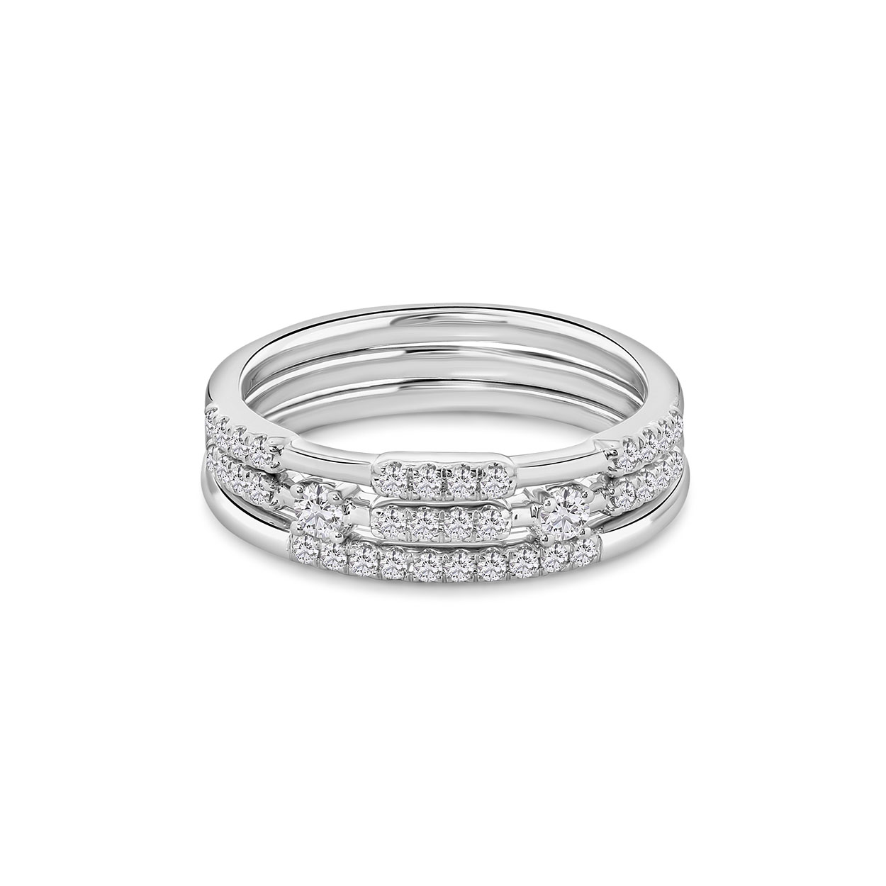 Witgouden ringen set met lab grown diamanten R138-RG71556R6-CV-W