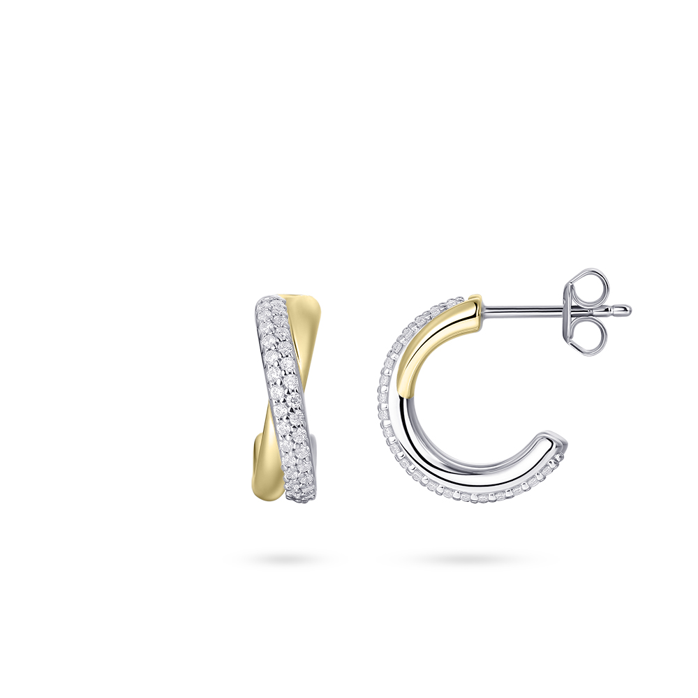 gold plated oorringen met zirkonia E1060Y