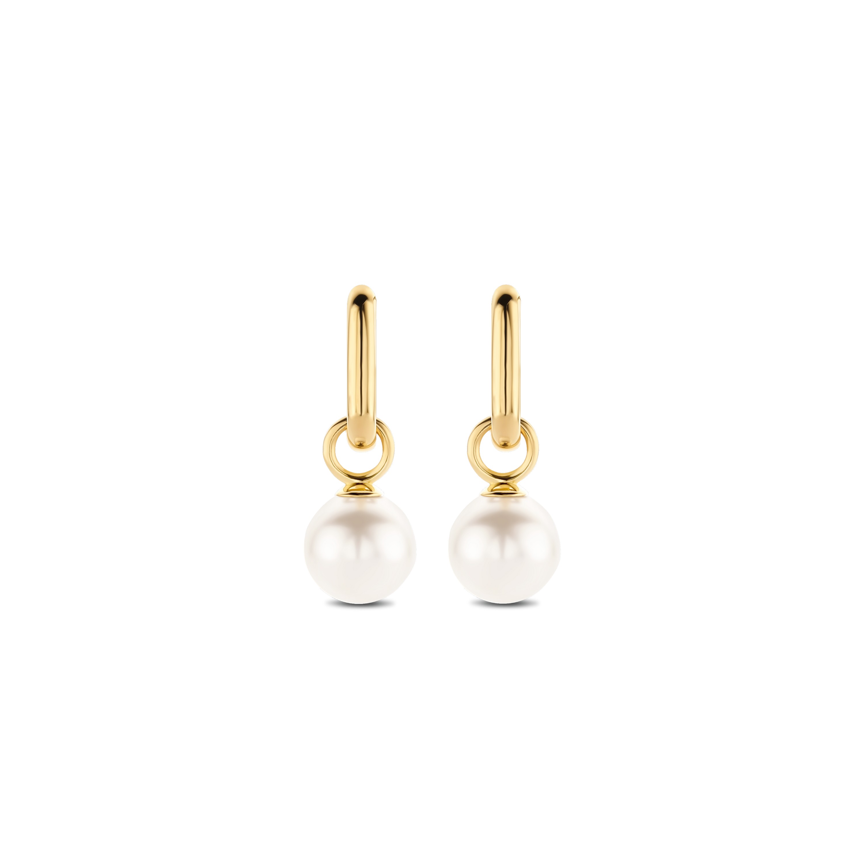 Oorhangers gold plated met parels - 7848PW