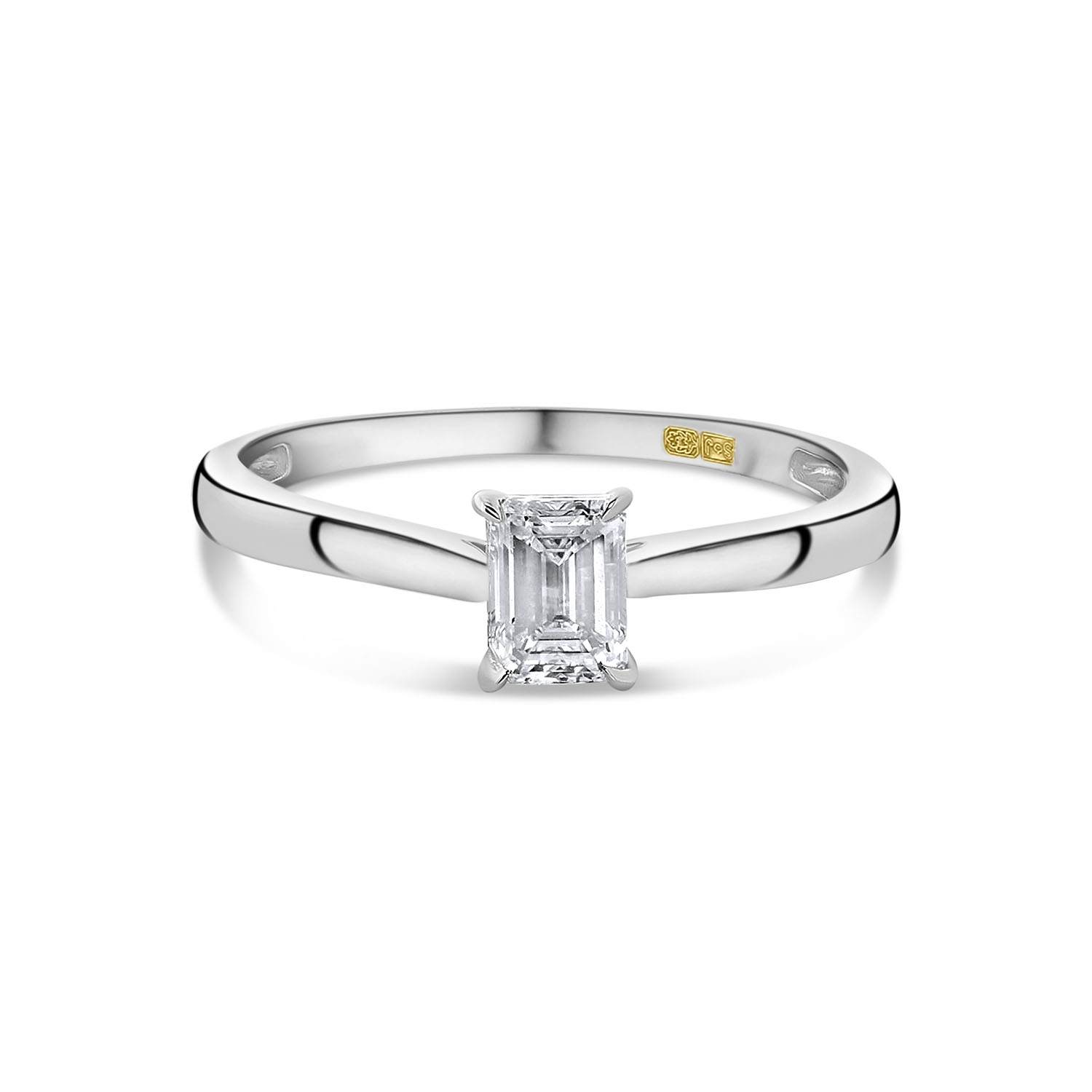 Witgouden solitaire ring met emerald lab grown diamant R159-R23YV0759-LG-W