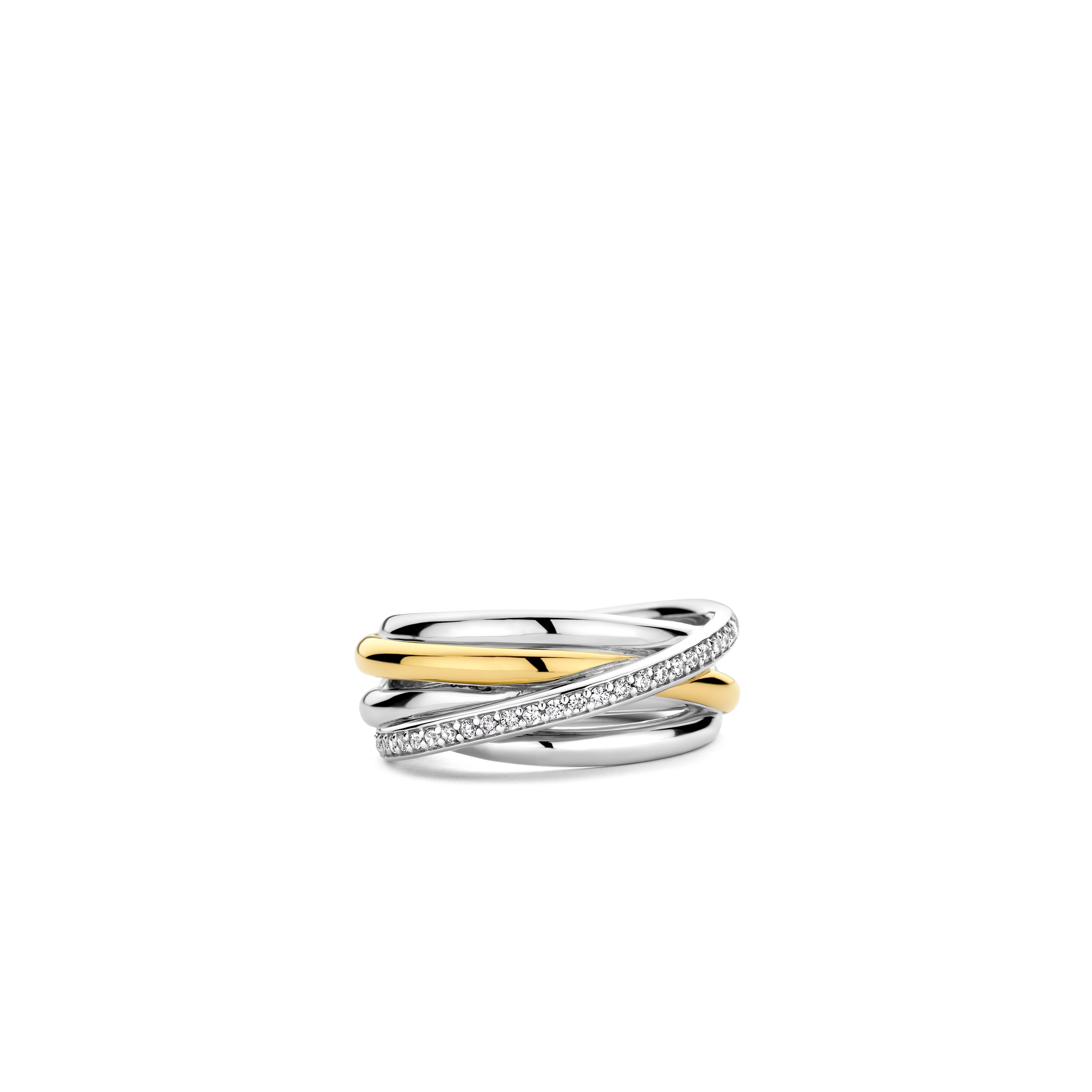 Ring van gold plated  met zirkonia 12318ZY