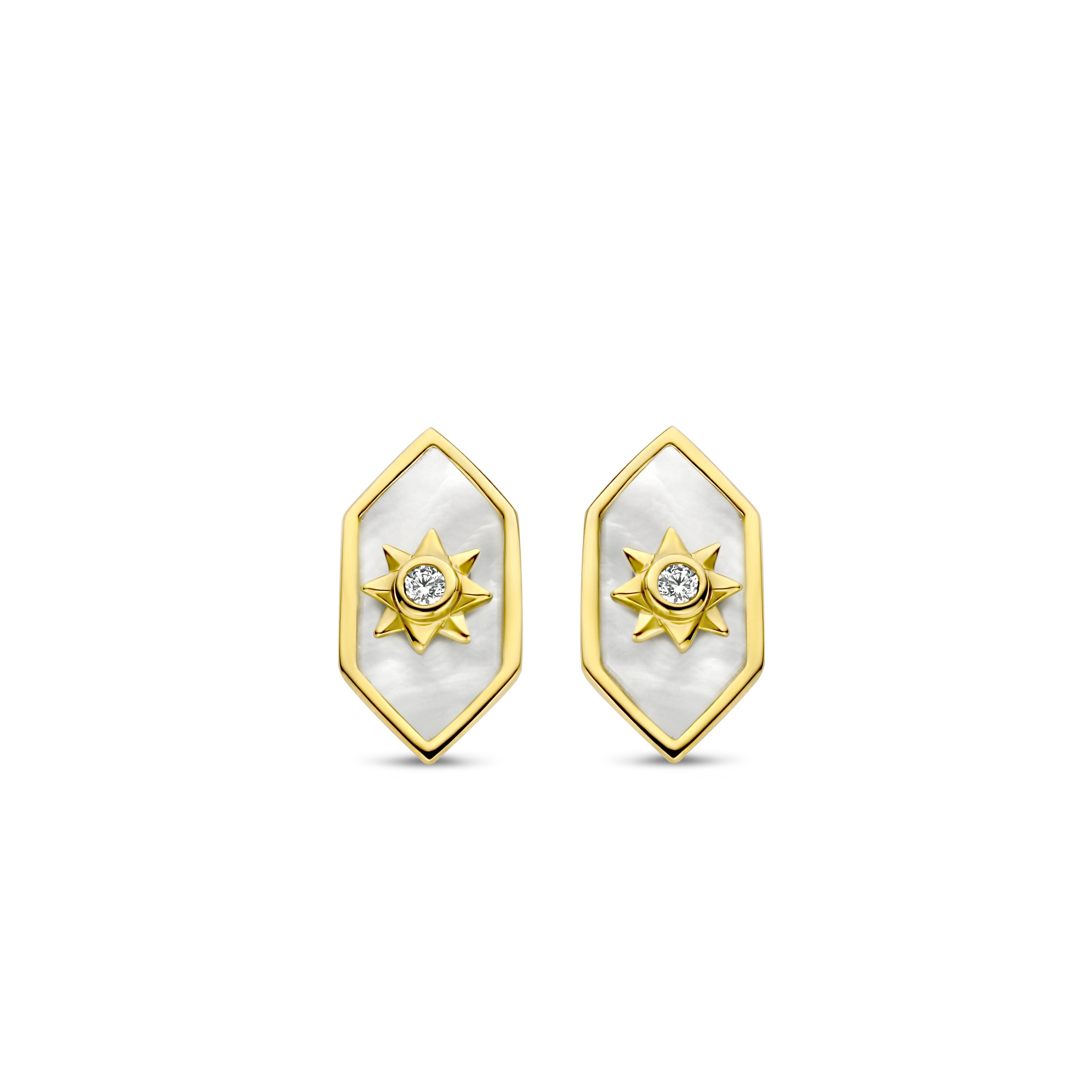 Oorknoppen van gold plated sterling zilver met zirkonia 7943MA