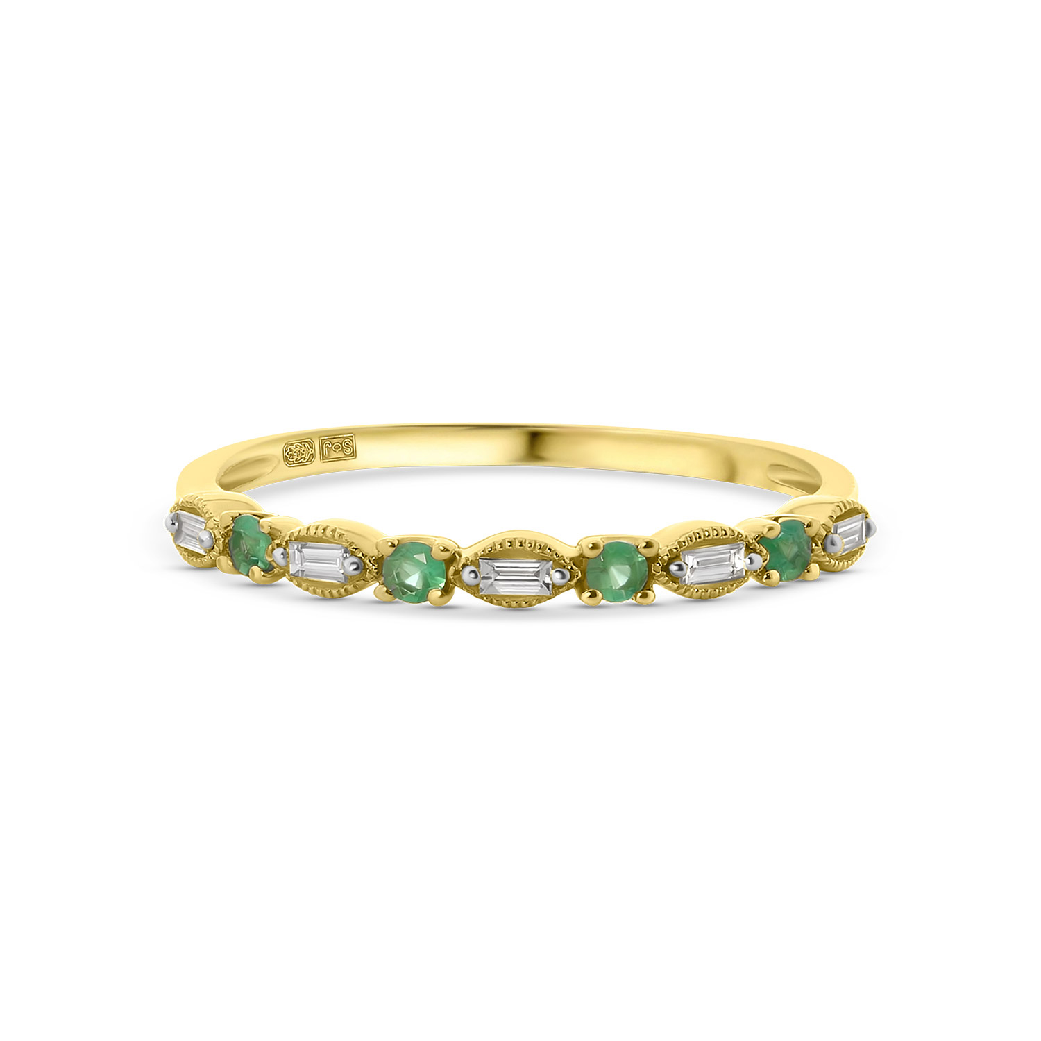 Geelgouden ring diamanten en smaragd R404-R42898-EM-Y