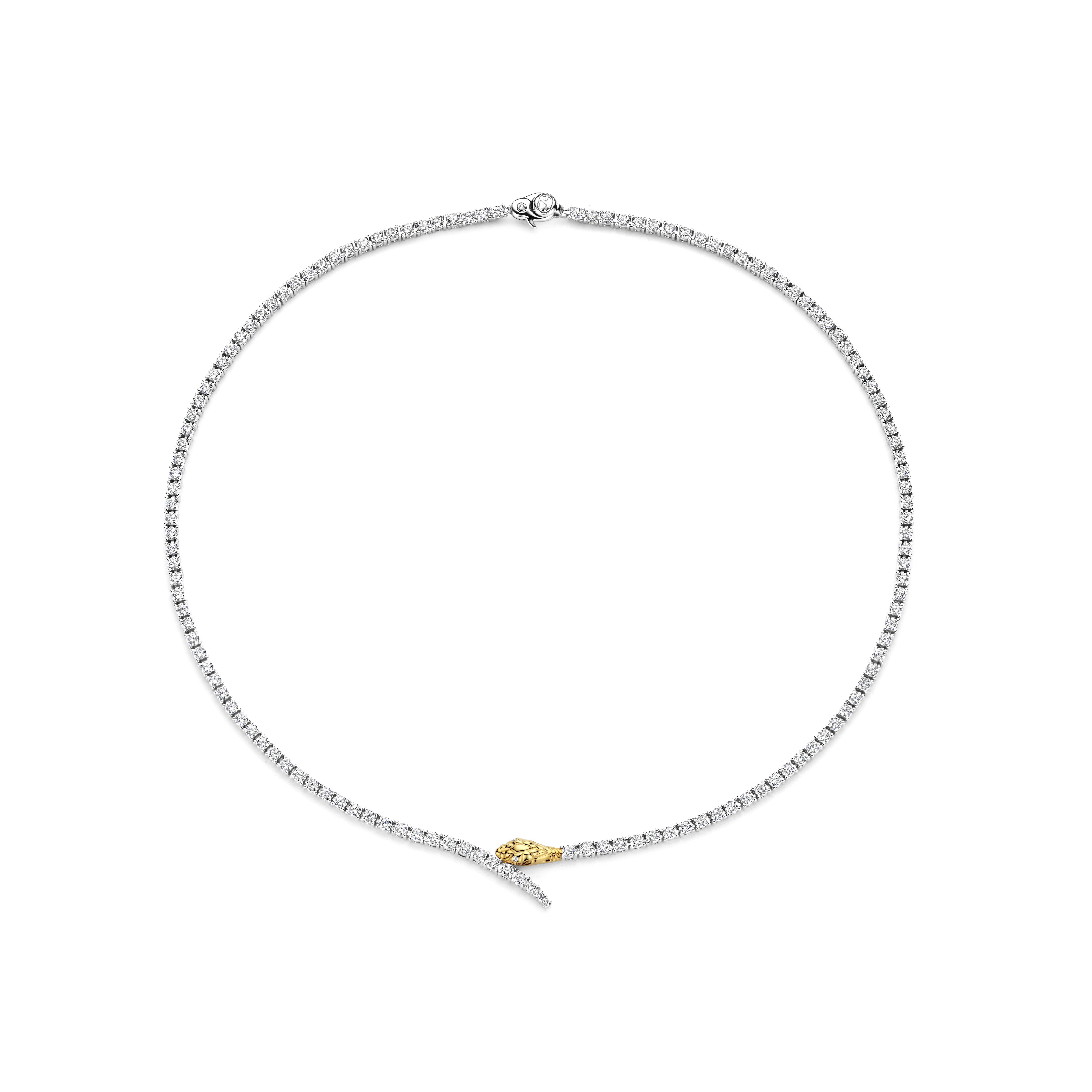 Kettting Snake gold plated  met zirkonia - 34072ZY