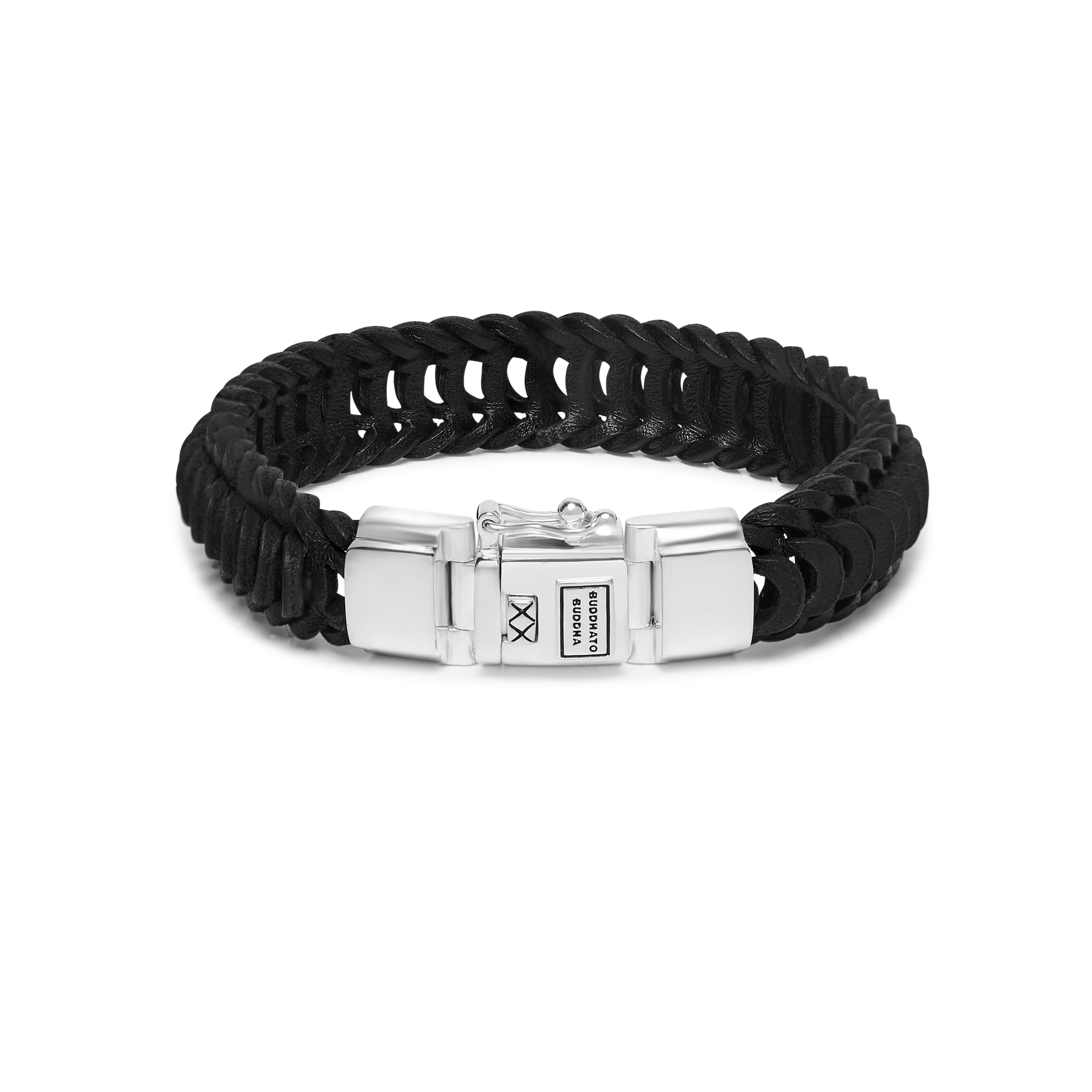 Armband Lars Leather Zwart Black van sterling zilver - 122BL Armband Lars Leather Zwart Black van sterling zilver - 122BL