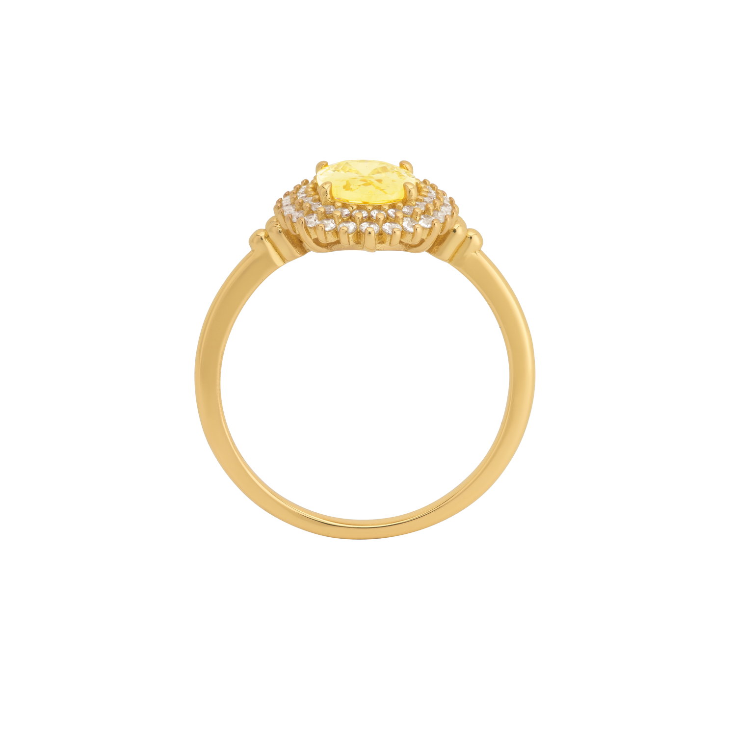 Ring gold plated met Gele zirkonia - 124172Y