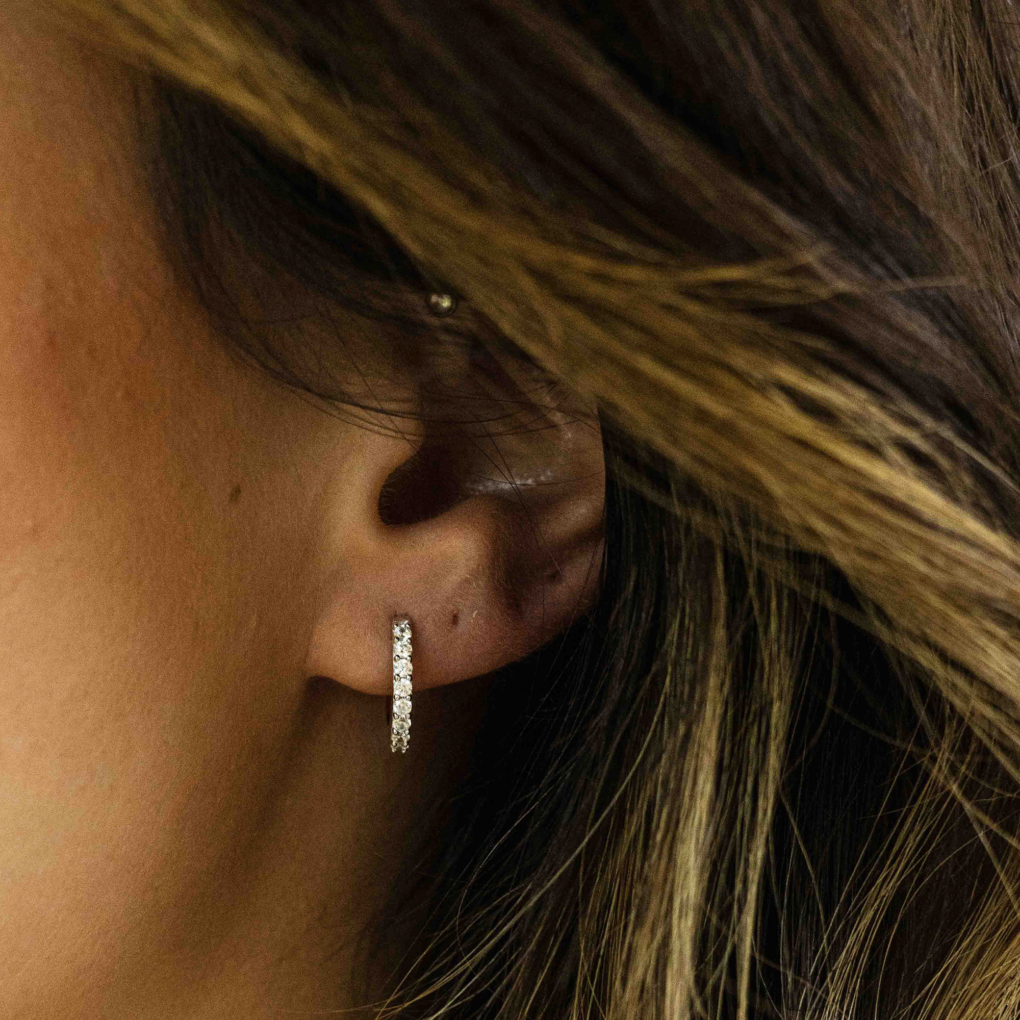 Oorringen sterling zilver met zirkonia 13.5 mm - KCF2135