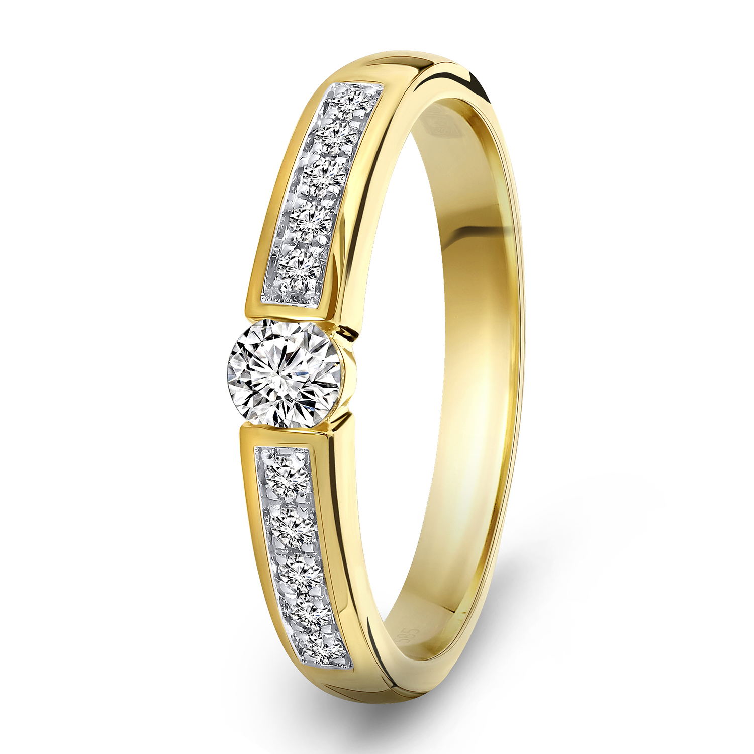 Geelgouden diamanten dames ring