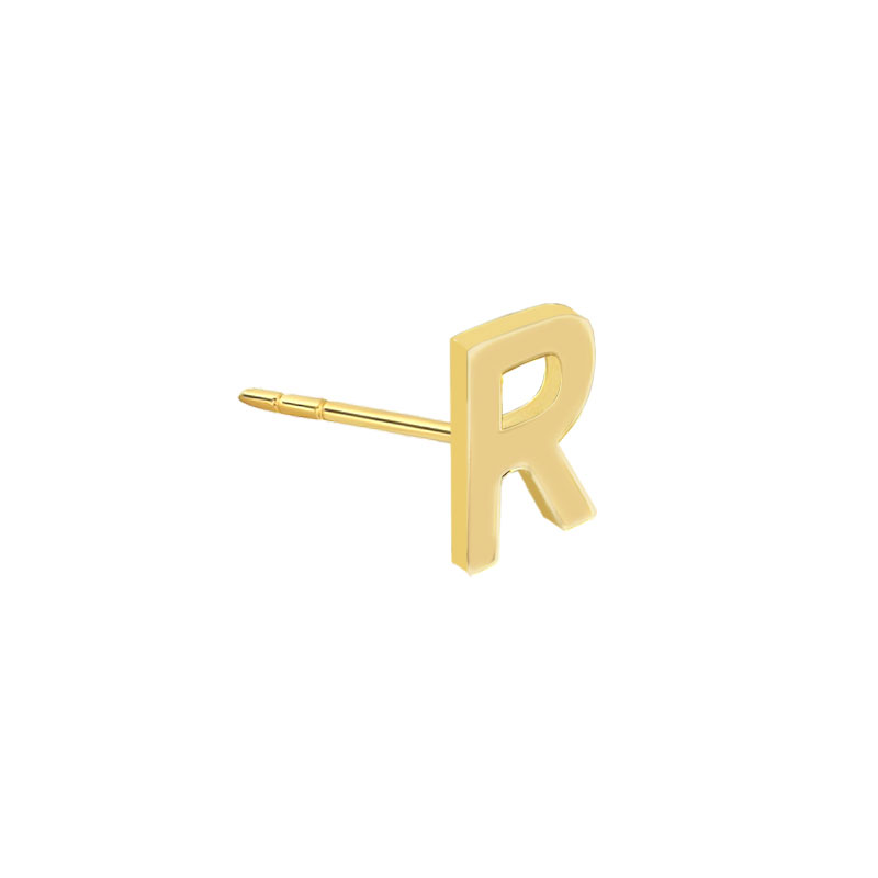 Geelgouden oorknop 'R'
