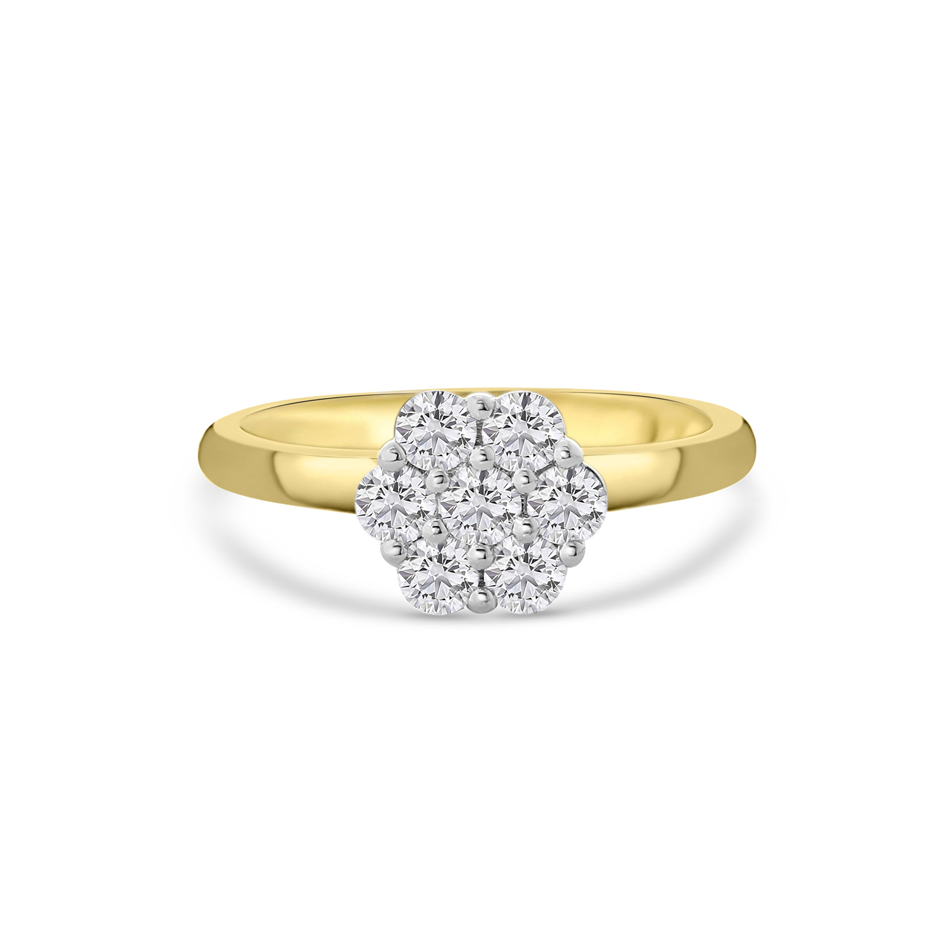 Geelgouden ring met lab grown diamanten bloem R138-RG59319-CV-Y