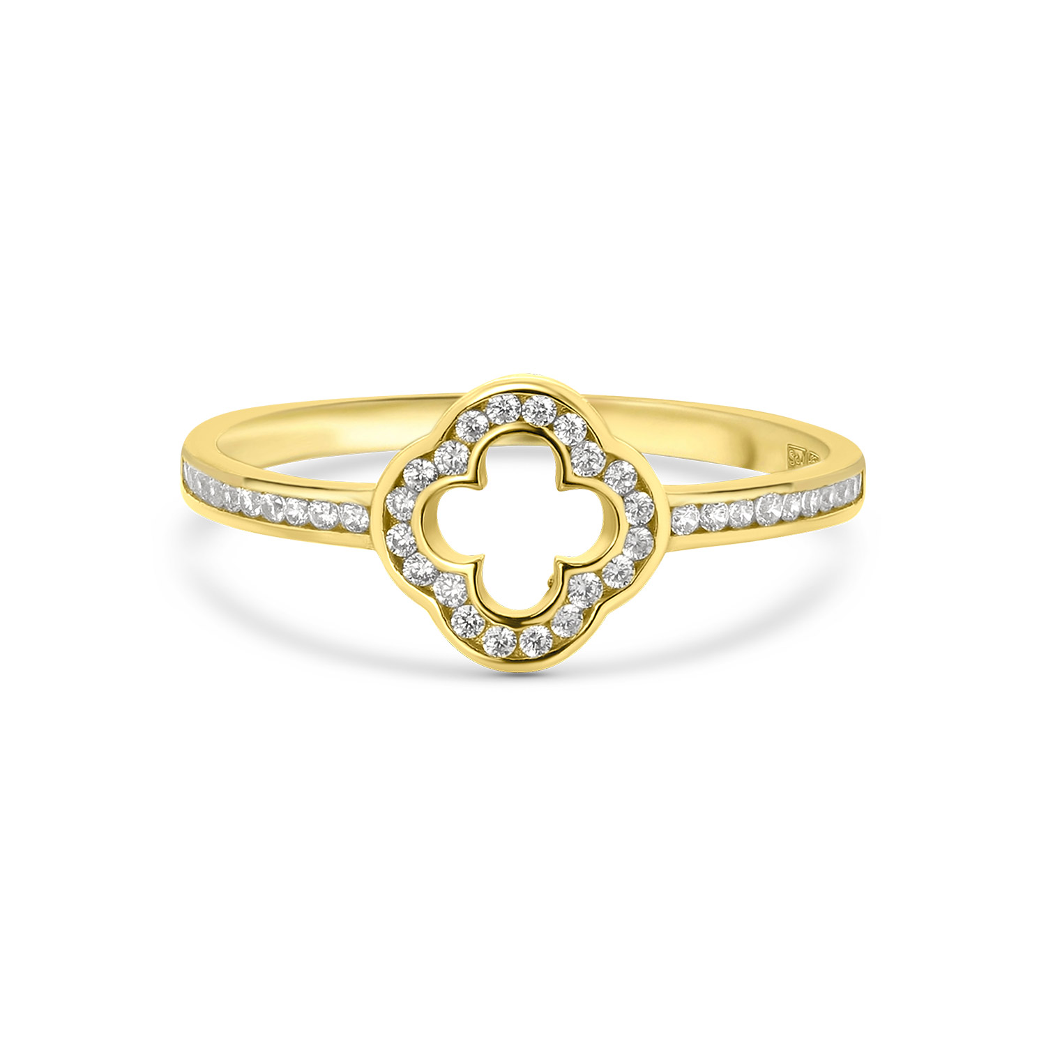 Geelgouden ring klaver met zirkonia R122-VX10-X11ZR200778-Y