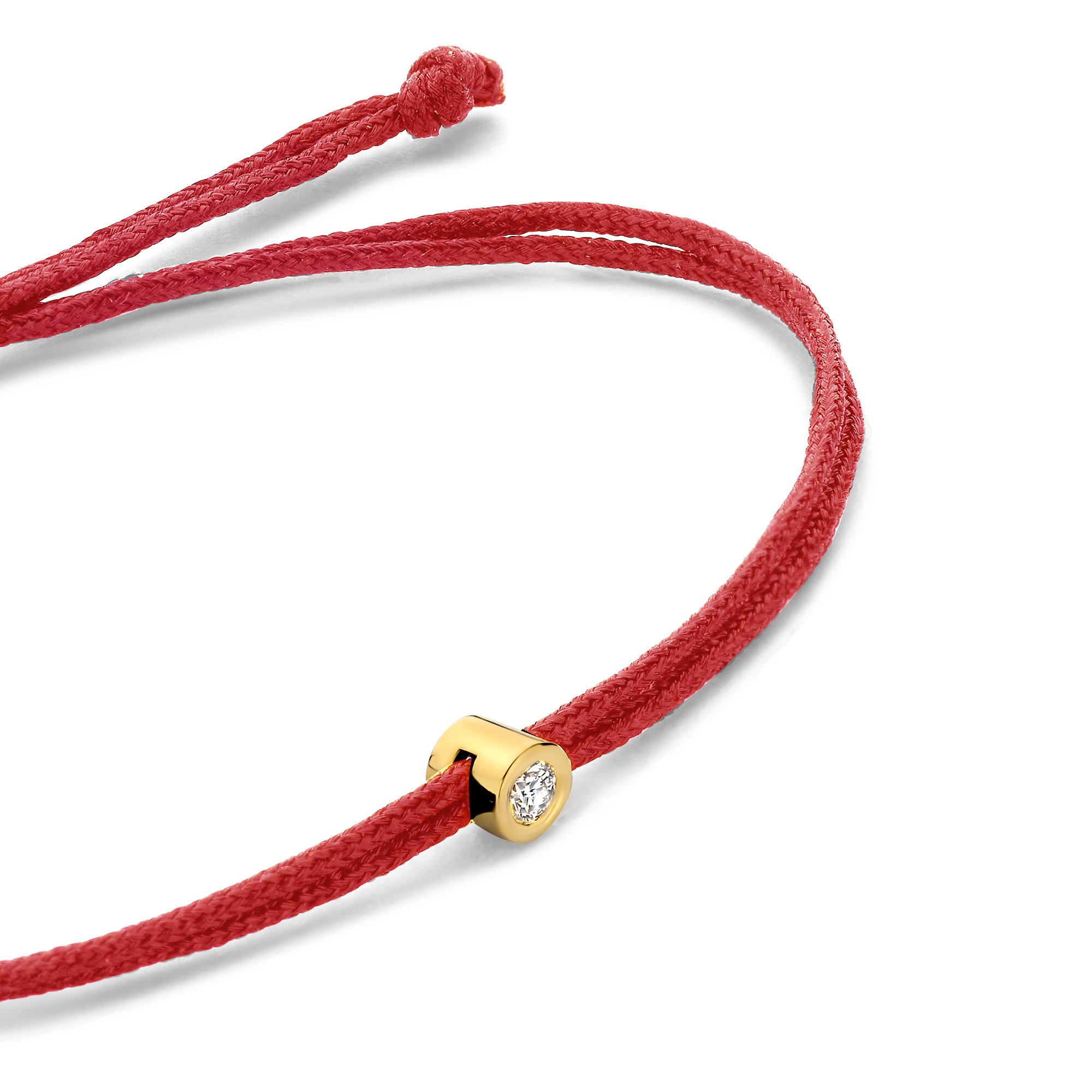 Koordarmband Rood met lab grown diamant - BN005-02-GP