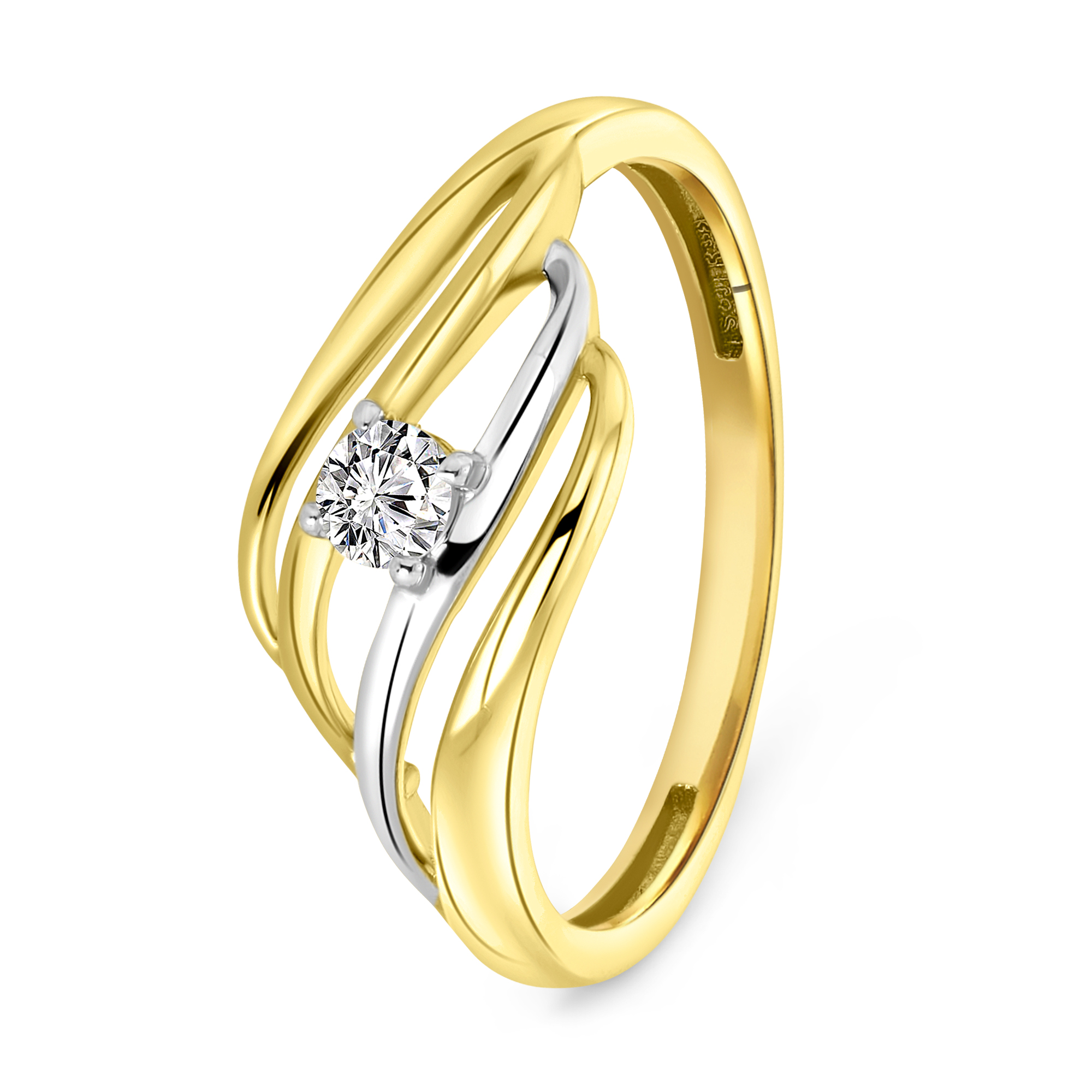 Bicolor ring met zirkonia L-59989-Z