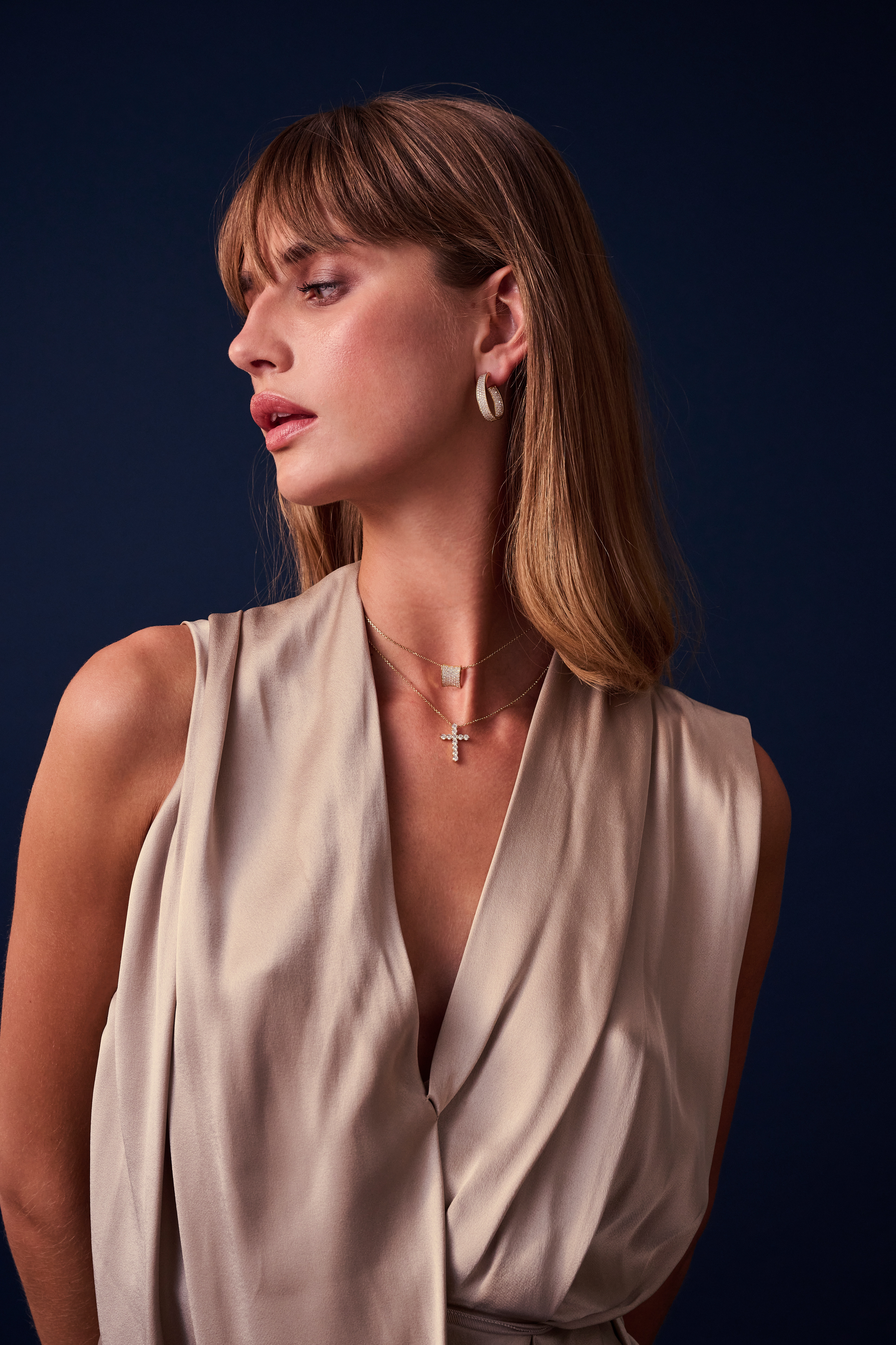 Ketting Belluno Croce van gold plated  met zirkonia hanger - SJ-N2394-CZ-YG