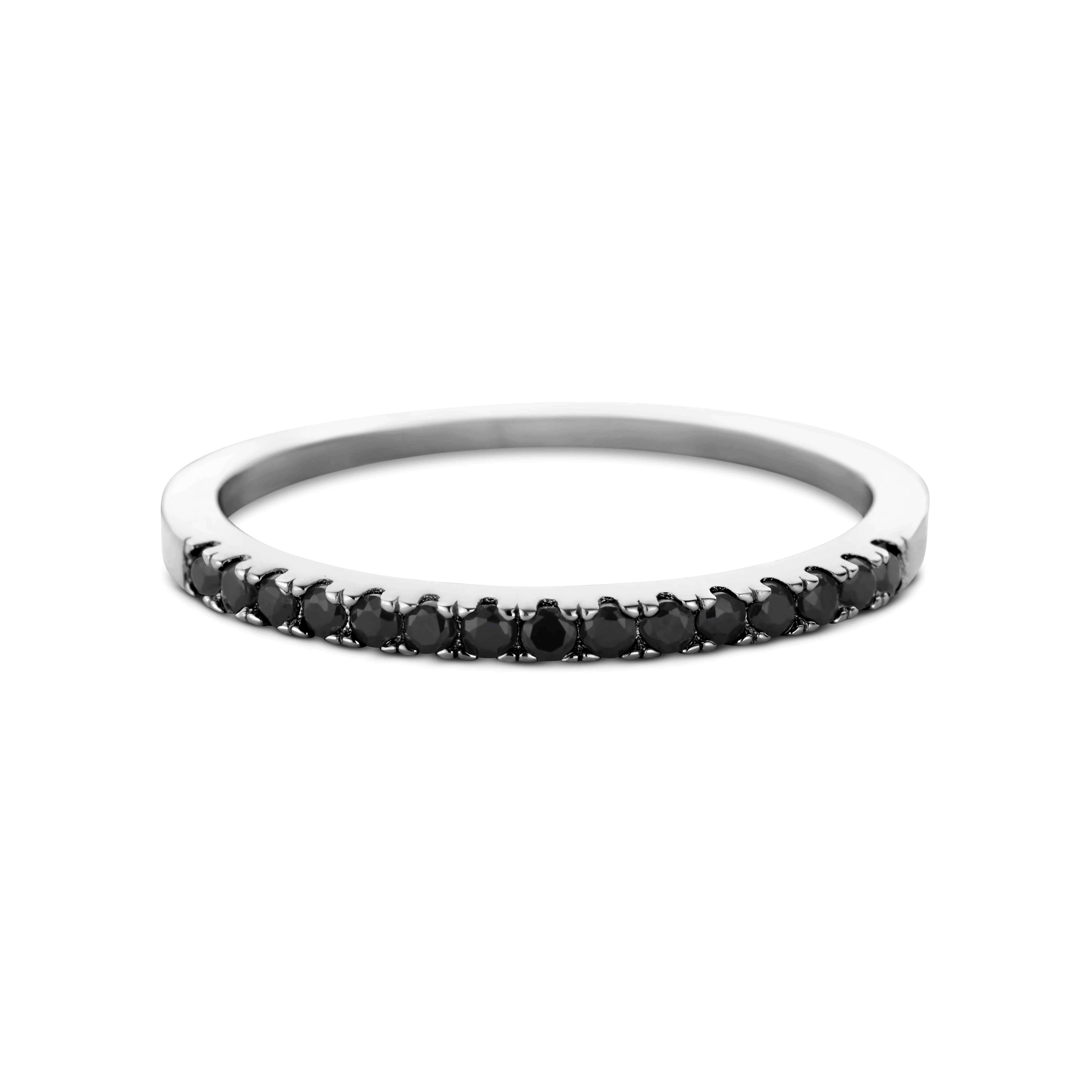 Sterling zilveren ring bezet met zwarte zirkonia's