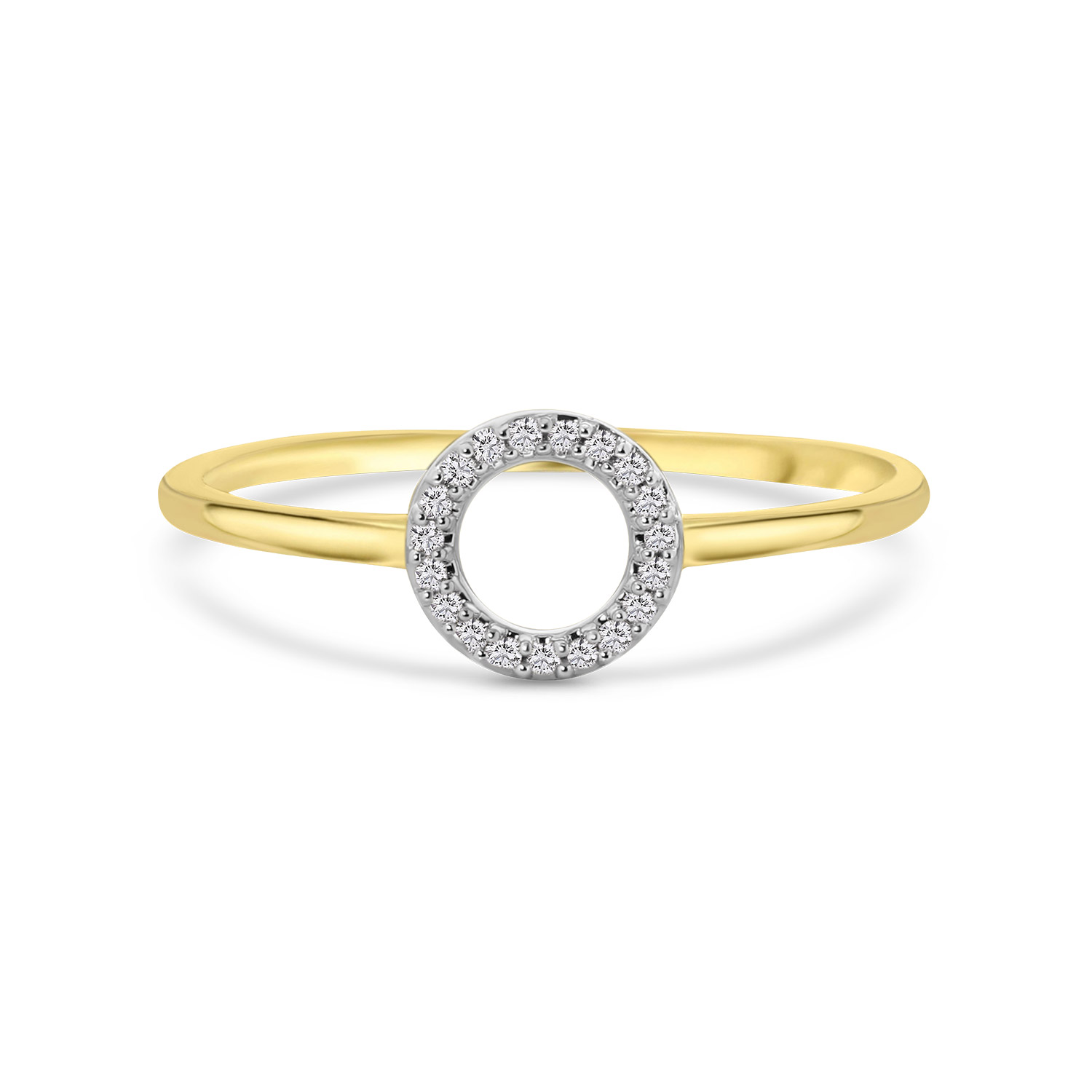 Geelgouden ring rond met diamant R138-RG50167-Y
