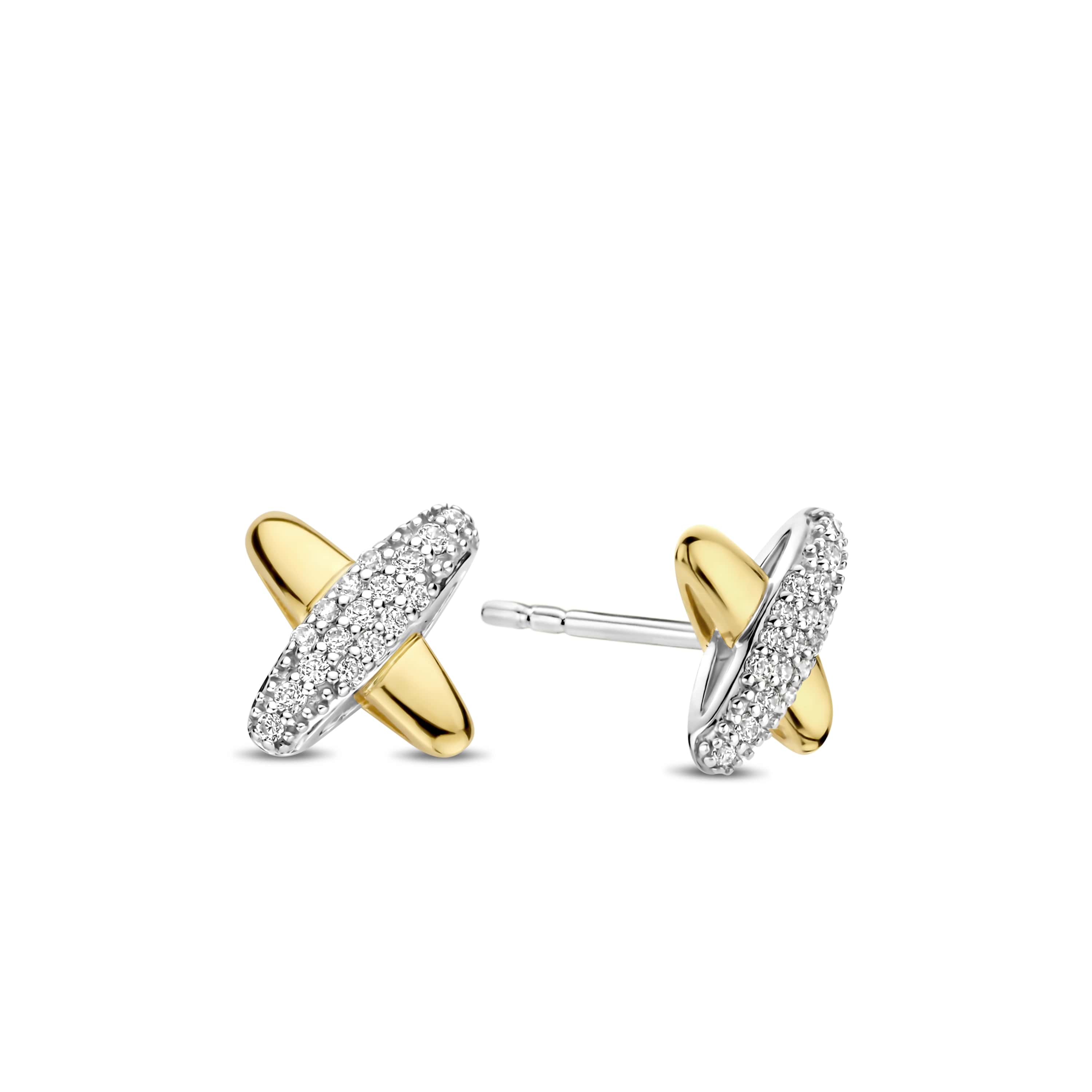 Oorknoppen gold plated met zirkonia - 7982ZY