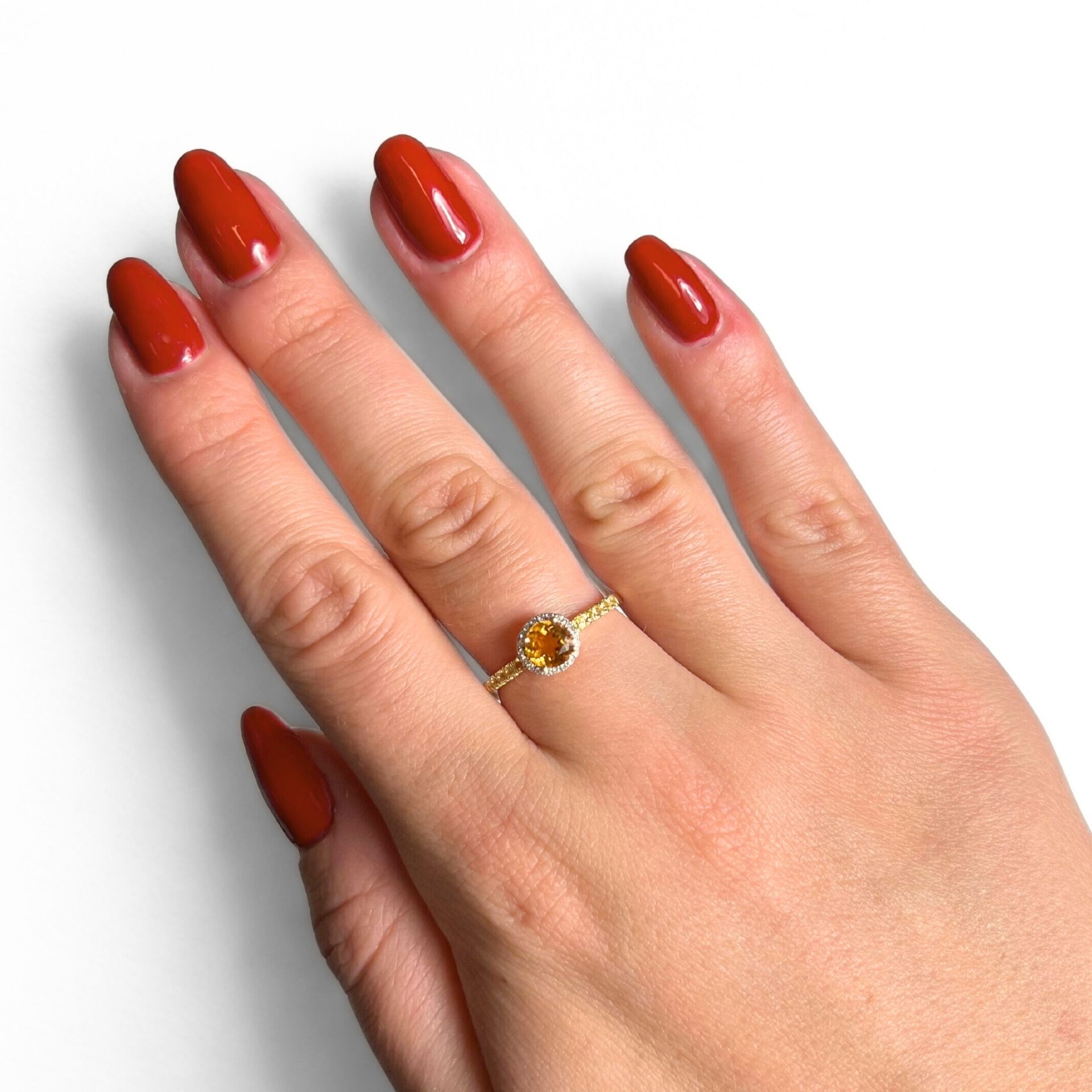 Geelgouden ring met citrien en diamanten R480-RR030448AYS-MIX-Y